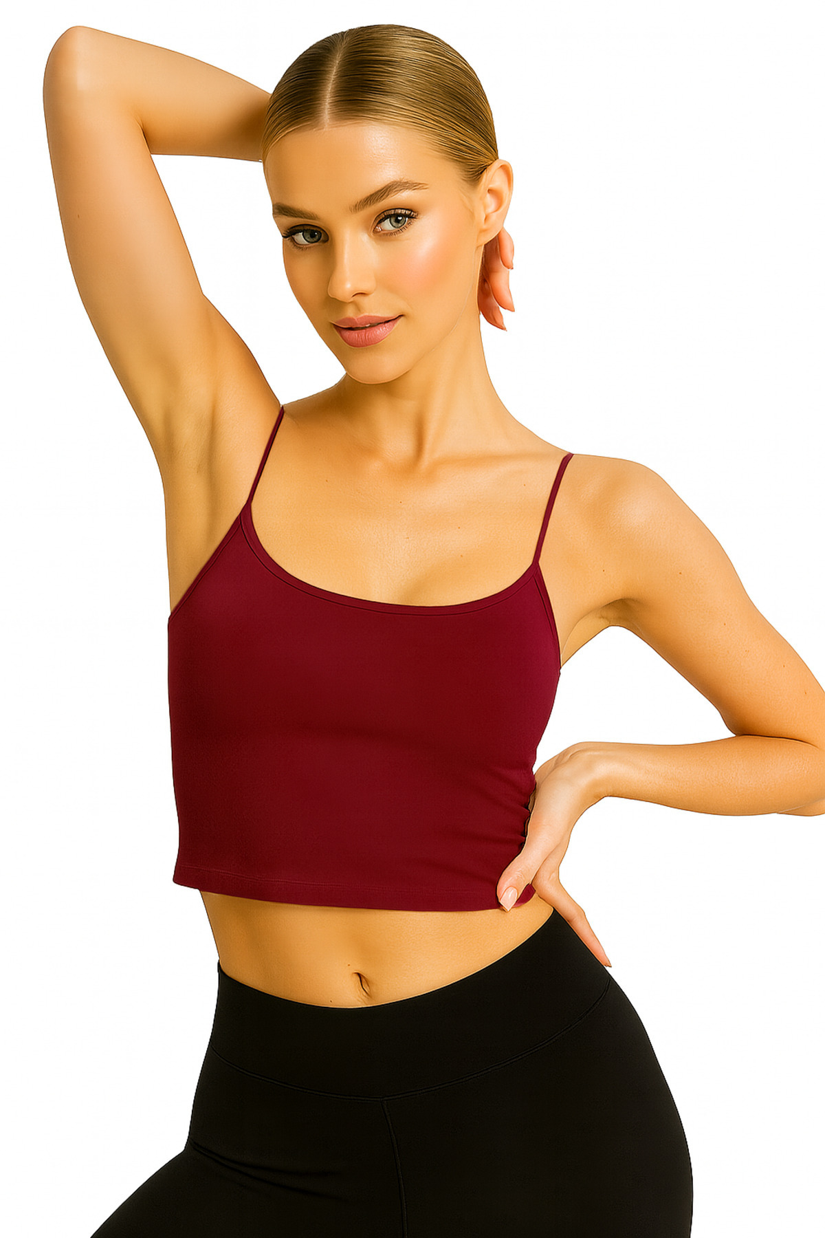 ParlaMira-Women's Viscose Lycra Double Layer Undershirt Crop Bustier with Non-Showing Thread Strap 5