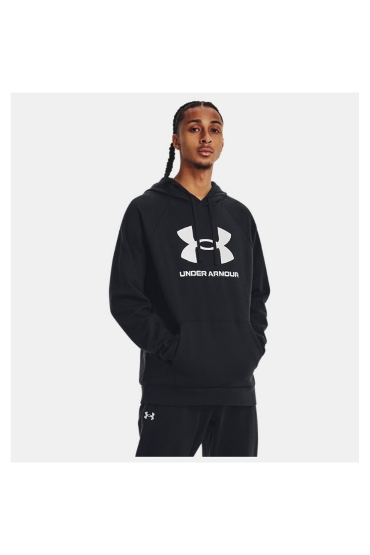 Under Armour Rival Fleece Logo Erkek Siyah Kapüşonlu Sweatshirt