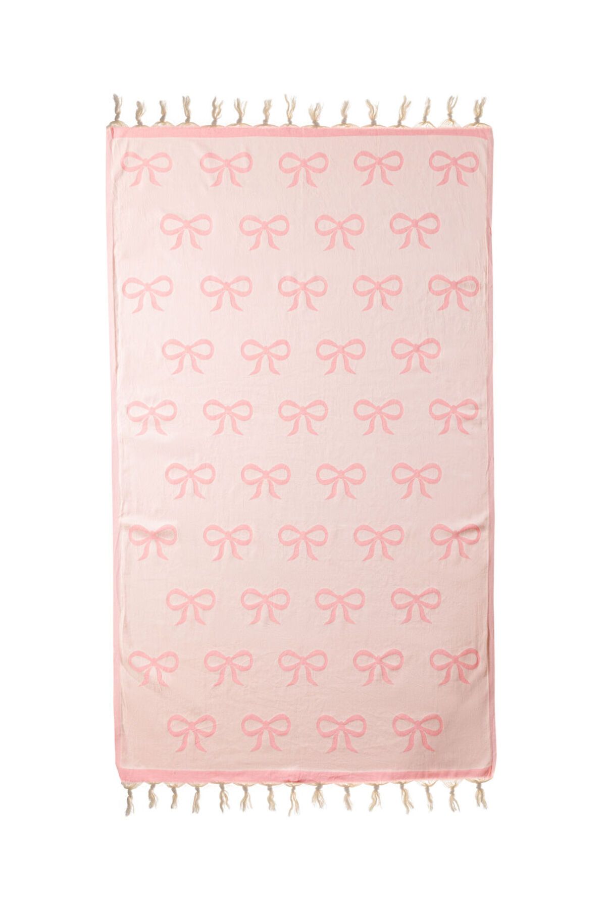 LC Waikiki-Sparkling Selections from Shining Store |   Ecru Bow Patterned Peshtamal Towel 90X150 cm 5