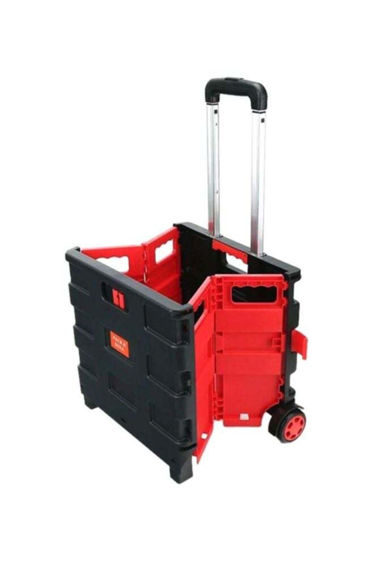 عربة تسوق قابلة للطي أسود/أحمر/فضي 36×36×38 سم