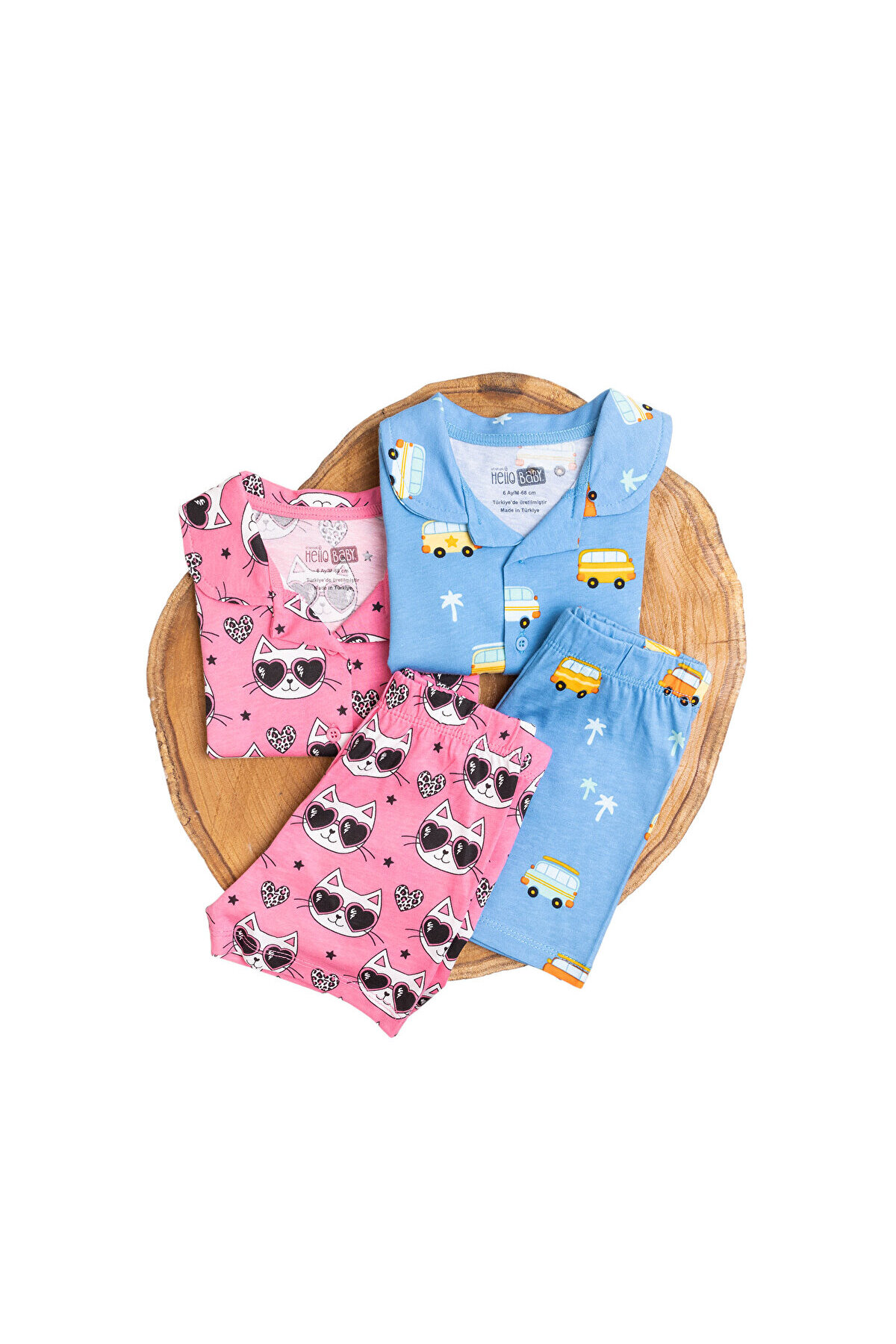 ebebek Hello Baby HelloBaby Kısa Kol Gömlek Yaka Pijama Takımı Erkek Bebek fotoğrafı 3 (önizleme)