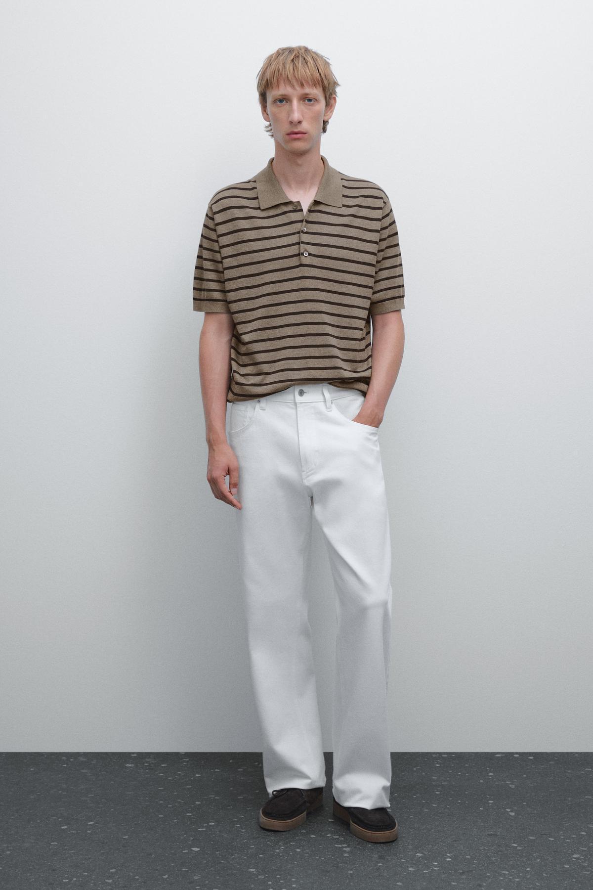 ماسیمو دوتی تی‌شرت یقه پولو بافتنی راه راه آستین کوتاه