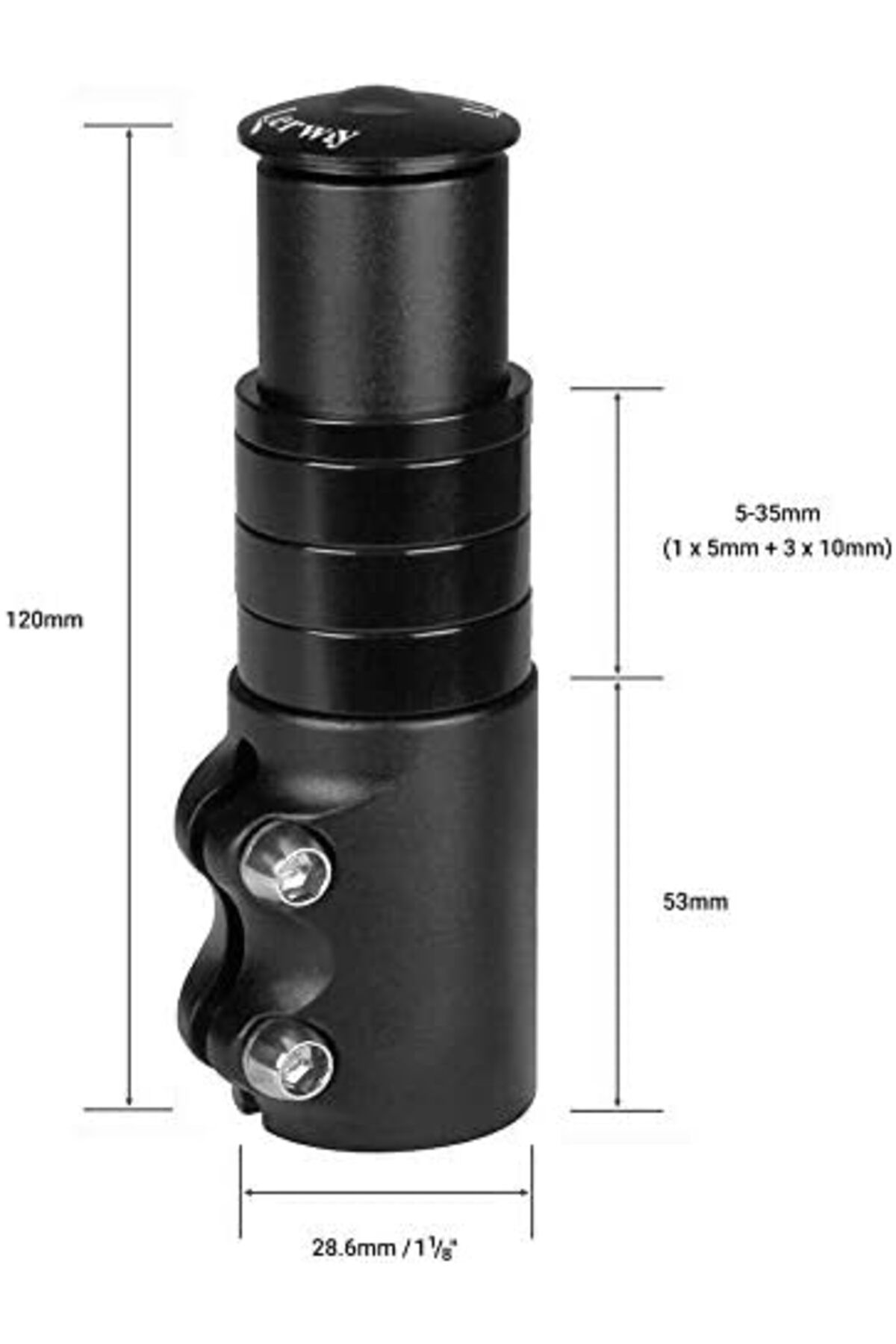 Inkbird-LERWAY Bike Stem Riser Extender MTB Handlebar Stem Adapter with Hex Key for 1-1/8" 28.6mm Fork Alumi 3