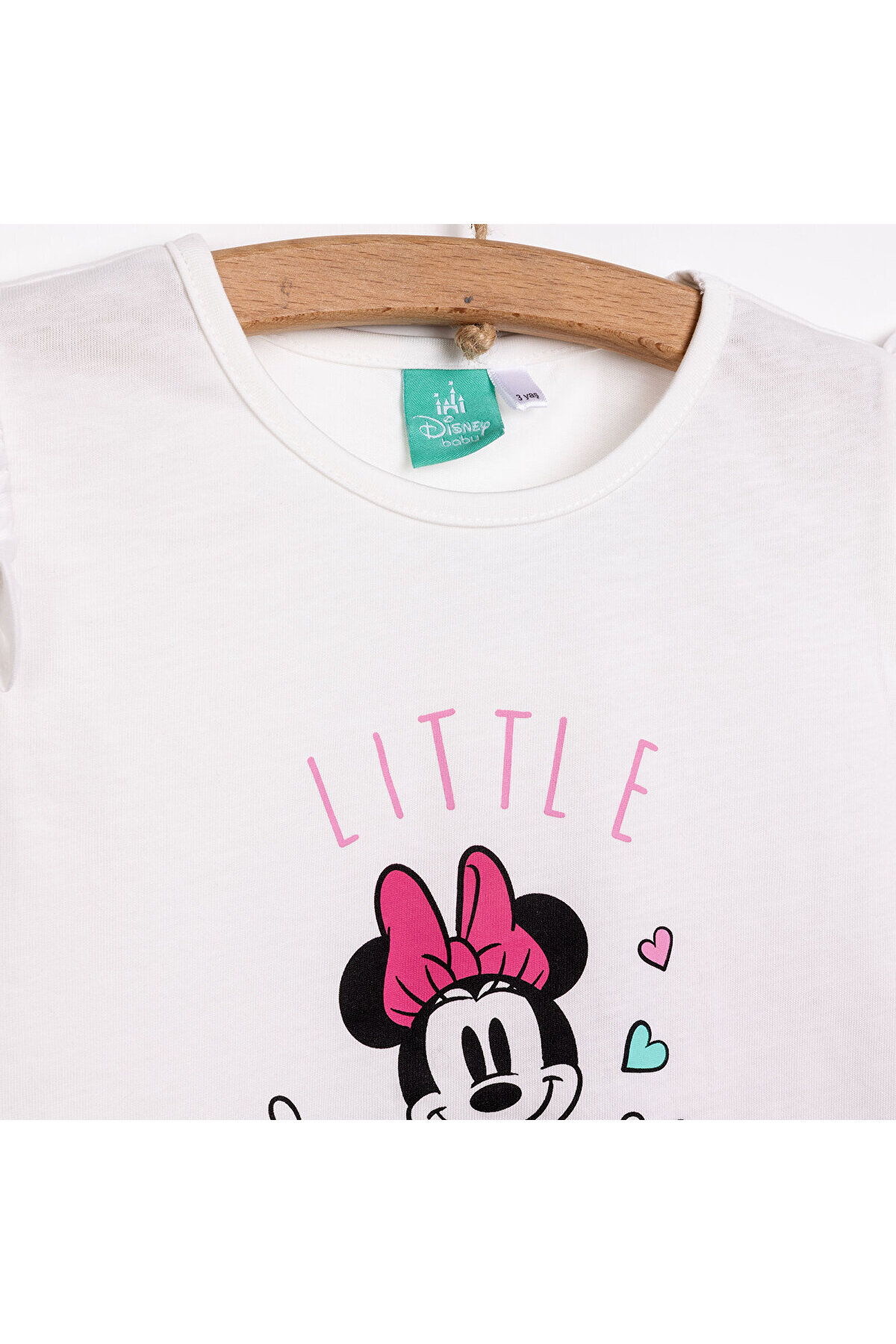 DİSNEY Kız Bebek Tişört-Şort 2li Takım Minnie Mouse Bisiklet Yaka Reçme Paça Atlet Kol Beyaz fotoğrafı 3 (önizleme)