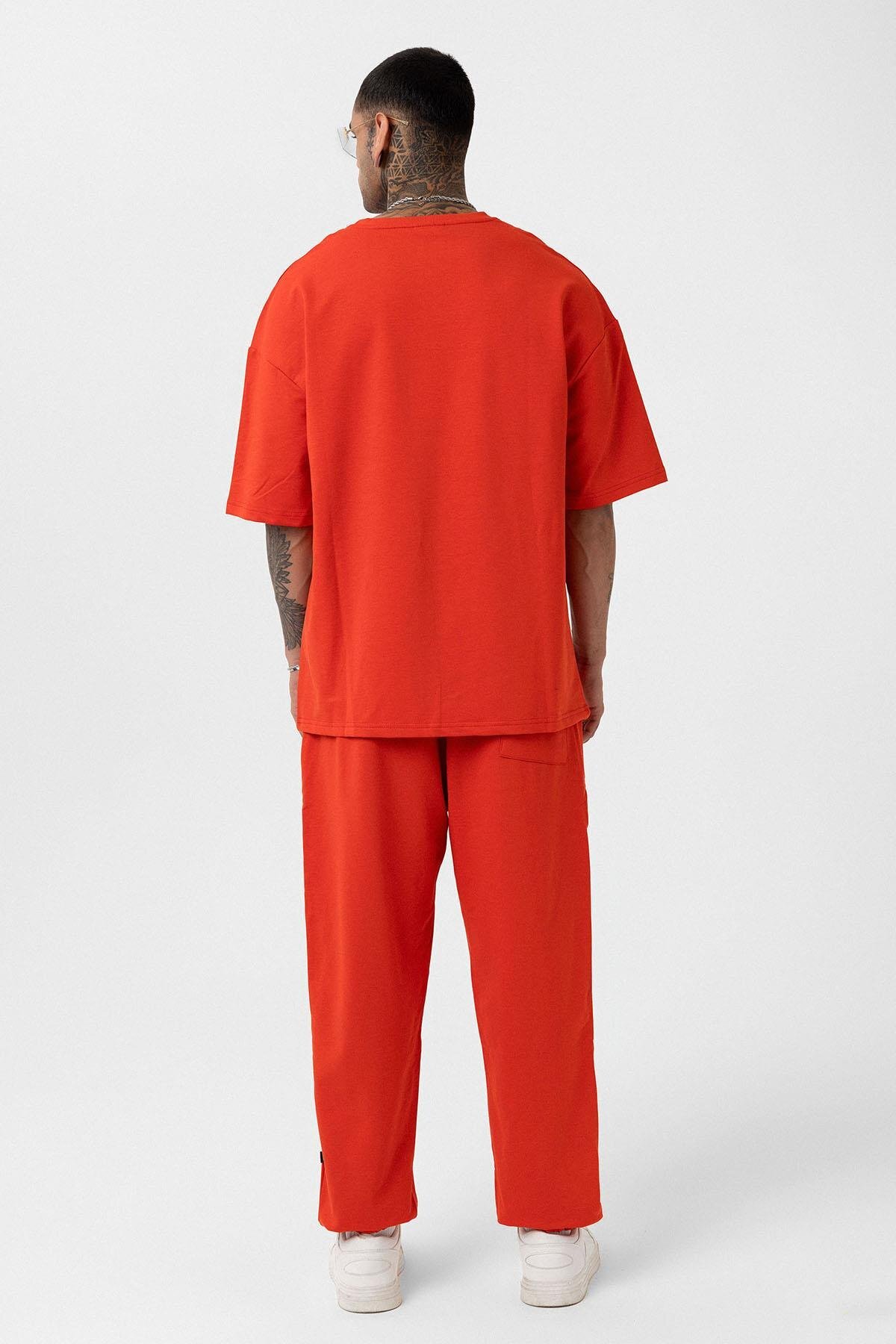 Paça Lastikli Basic Oversize Eşofman Takımı Mercan — رنگارنگ 30-123 — تصویر 5 از 8