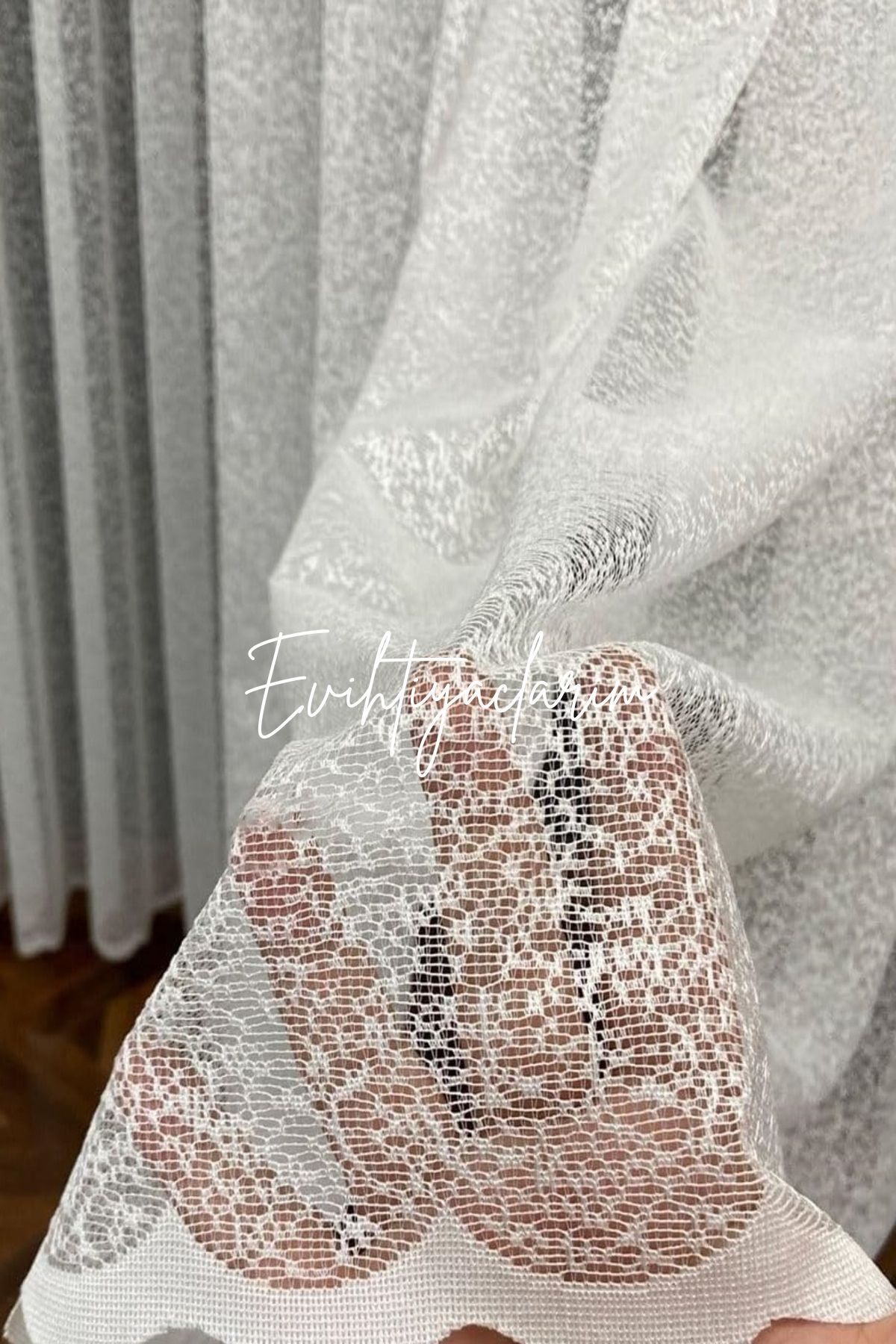 evihtiyaclarim by IOC-Good Quality and Stylish Ironing Does Not Ask Wrinkle Sand Knitted Model 1/3 Frequently Pleated Tulle Curtain 8