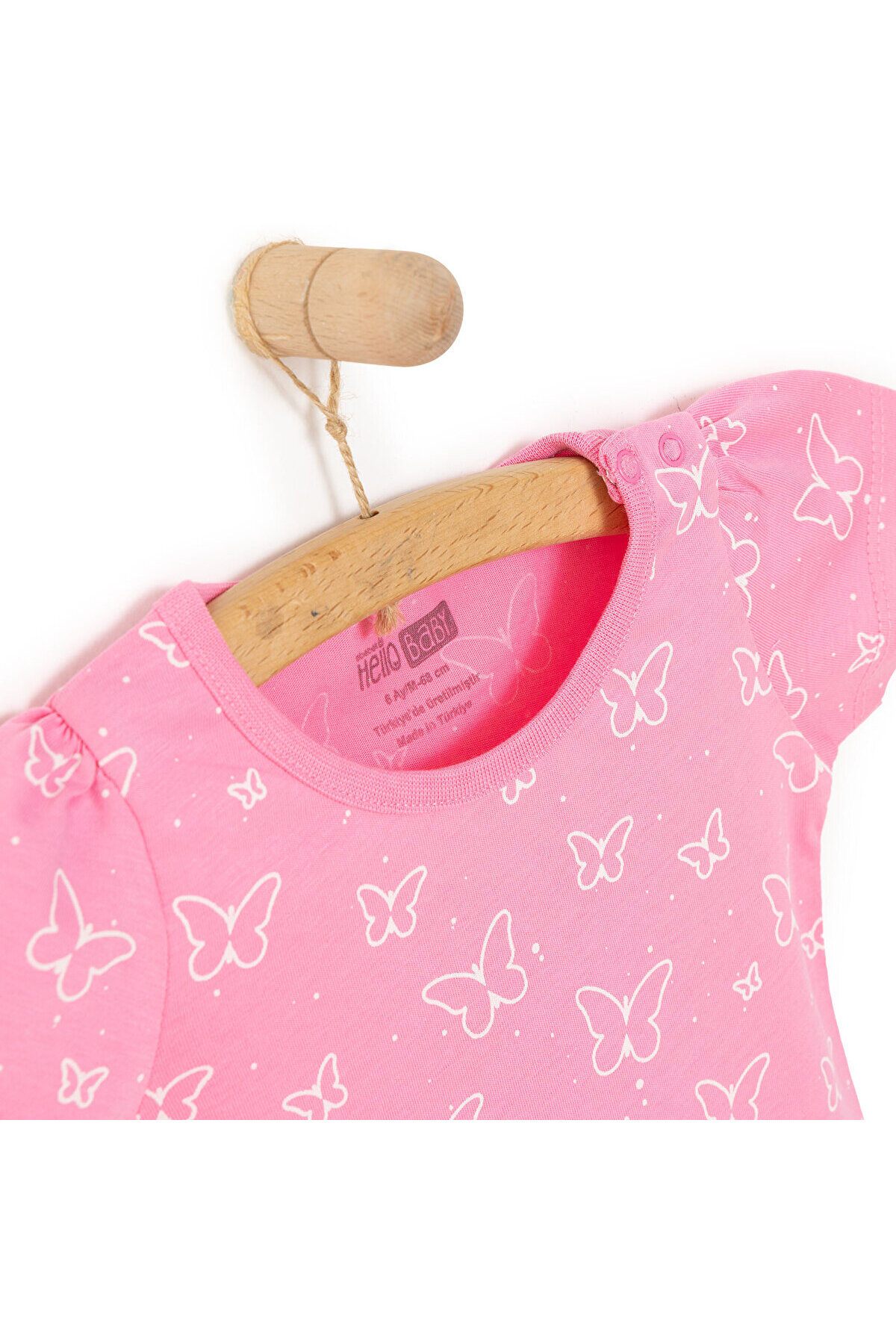 ebebek Hello Baby HelloBaby Kız Bebek Basic Tişört Bisiklet Yaka Kısa Kol Pembe fotoğrafı 2 (önizleme)