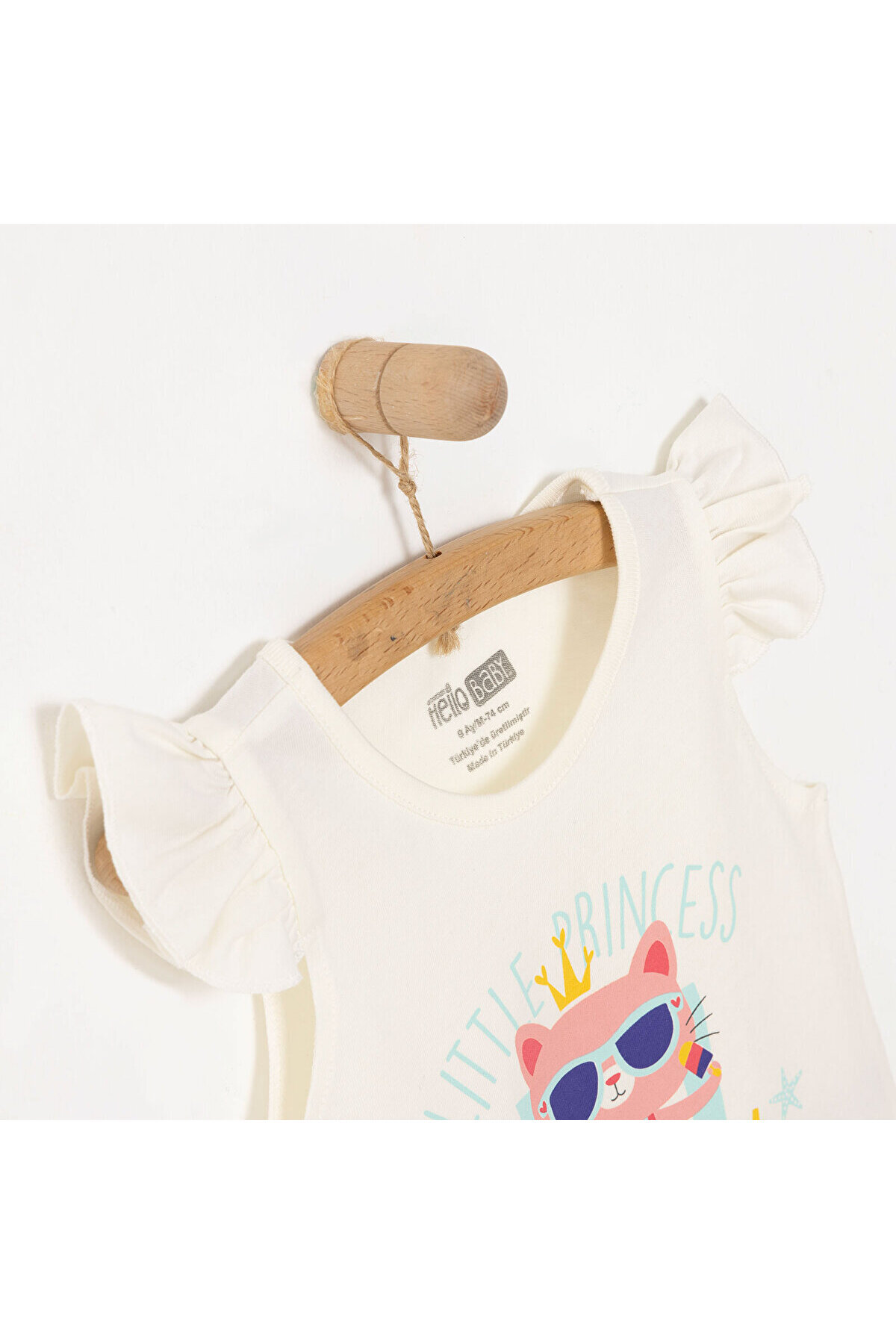 ebebek Hello Baby HelloBaby Kız Bebek Basic Tişört Bisiklet Yaka Atlet Kol Ekru fotoğrafı 3 (önizleme)