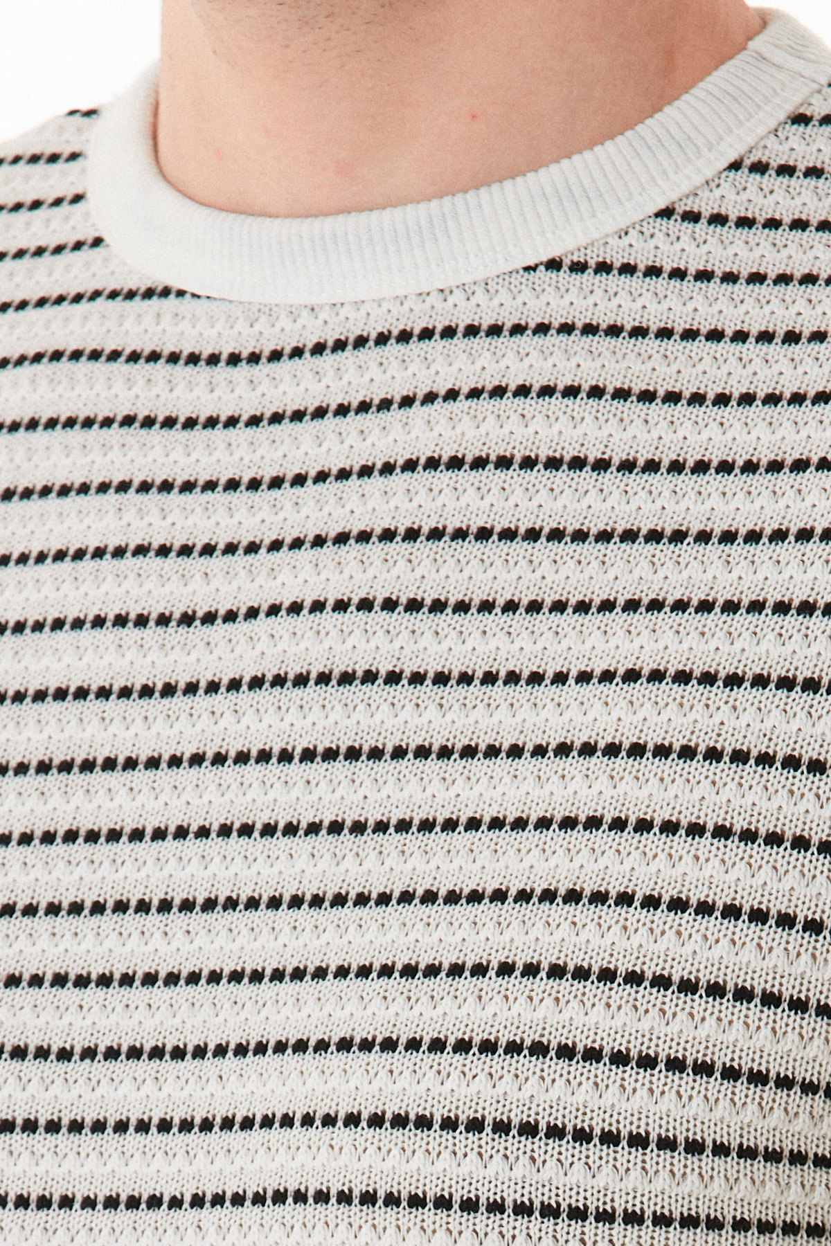Fulla Moda-Striped Crew Neck Knitwear Knitted T-Shirt 5