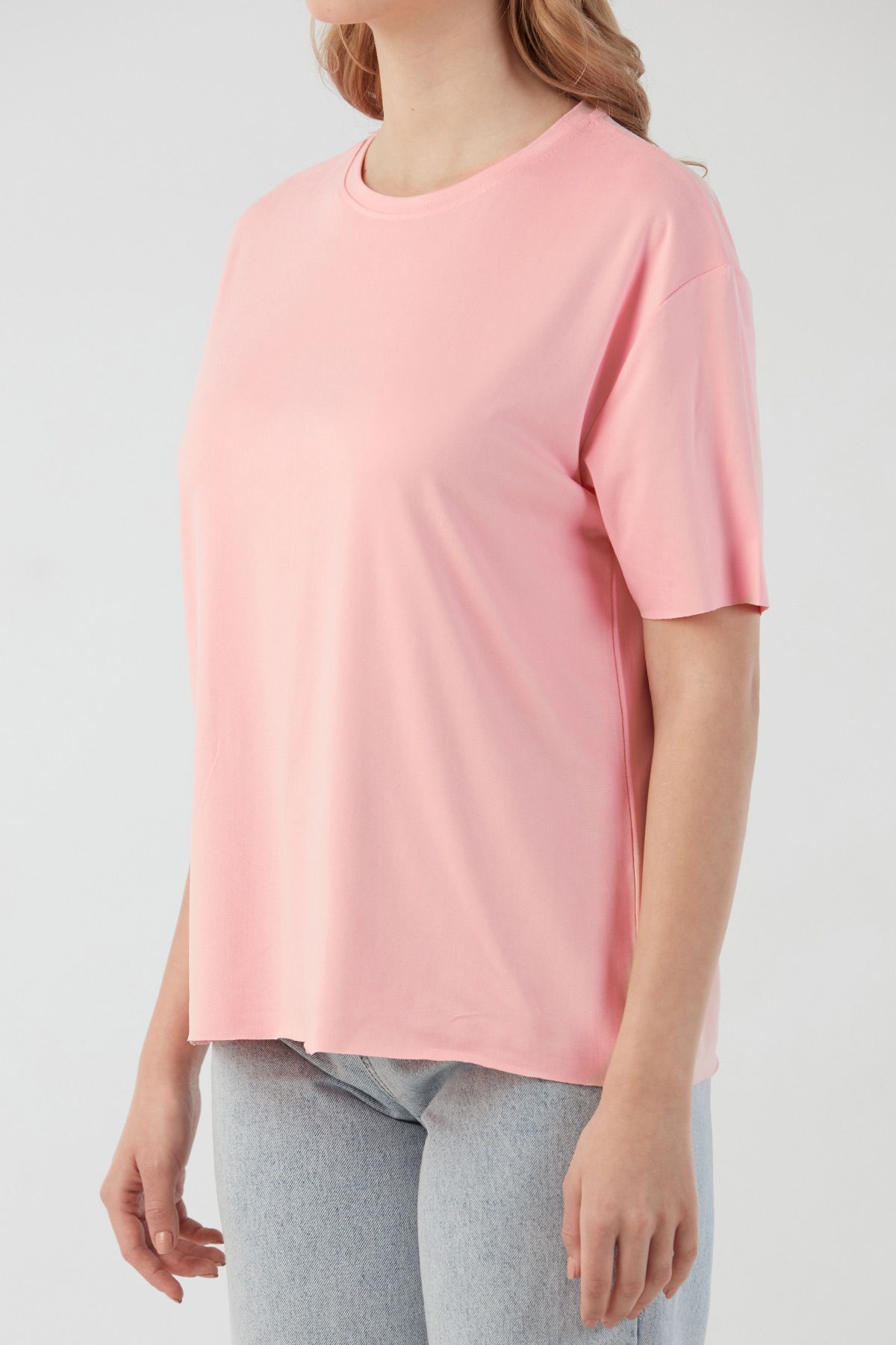 Fulla Moda-Μπλουζάκι Basic Μπλούζα Στρογγυλή Λαιμόκοψη Oversize Modal 7