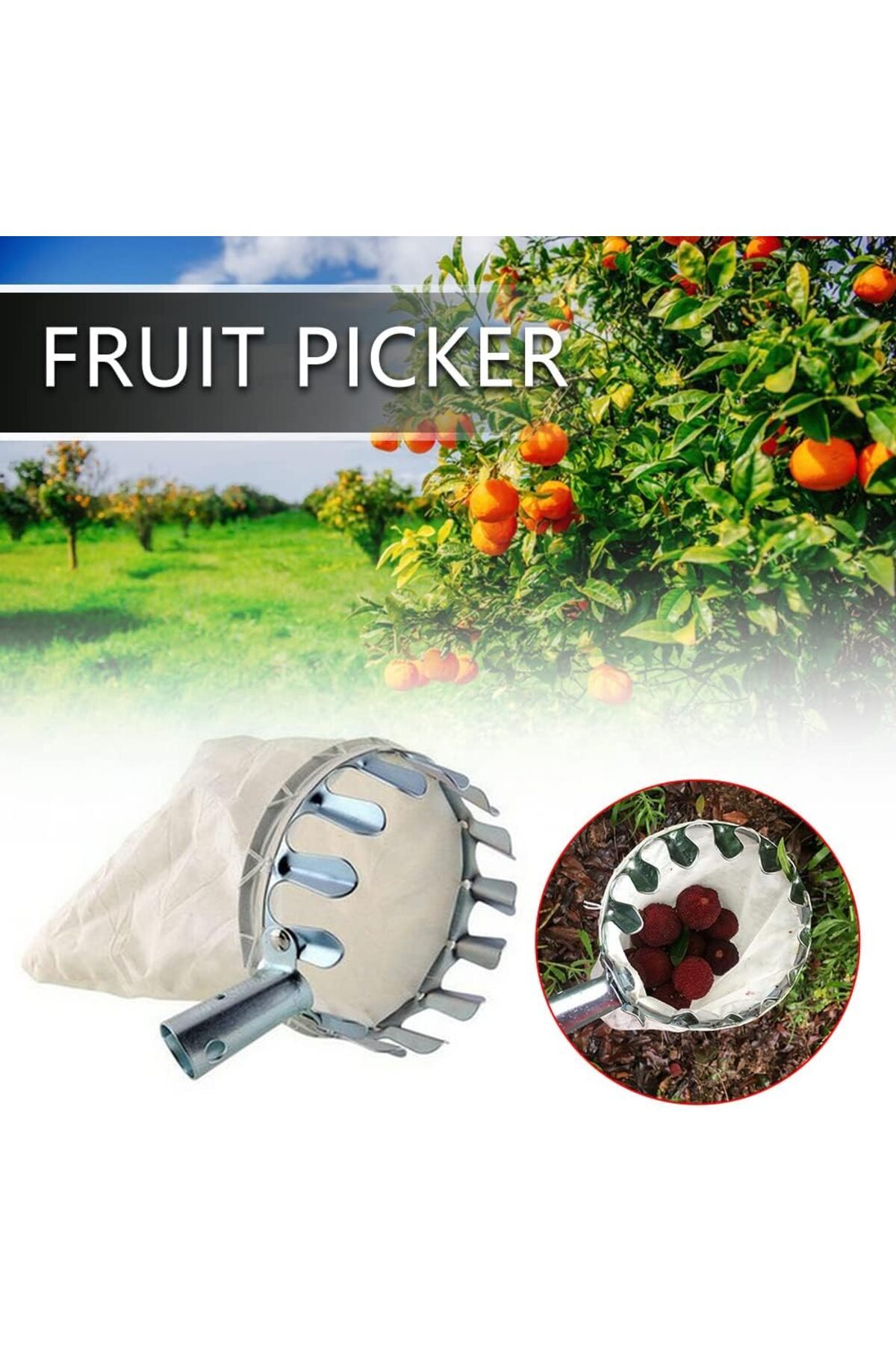 Generic-Fruit Picker Tool, Adjustable Fruit Harvester, Fruit Picking Pole with Extendable Pole and Non-Slip 3