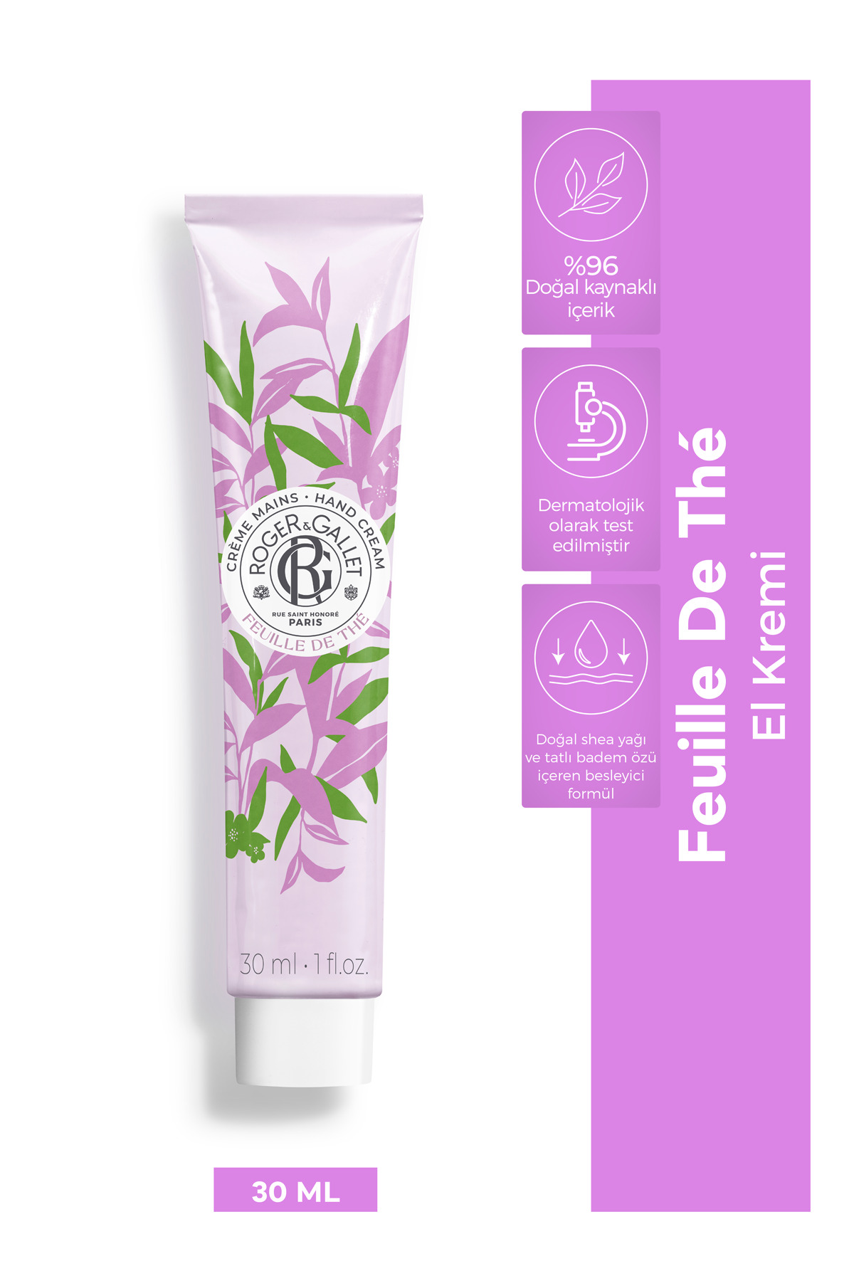 Roger&Gallet Roger & Gallet Feuille De Thé El Kremi 30 ml - Doğal Seylan Çayı & Nemlendirici Bakım — 3701436916503