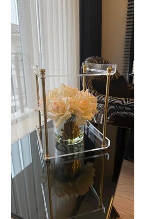 HİD DESIGN Katlı Pleksi Organizer/Düzenleyici Mat Gold