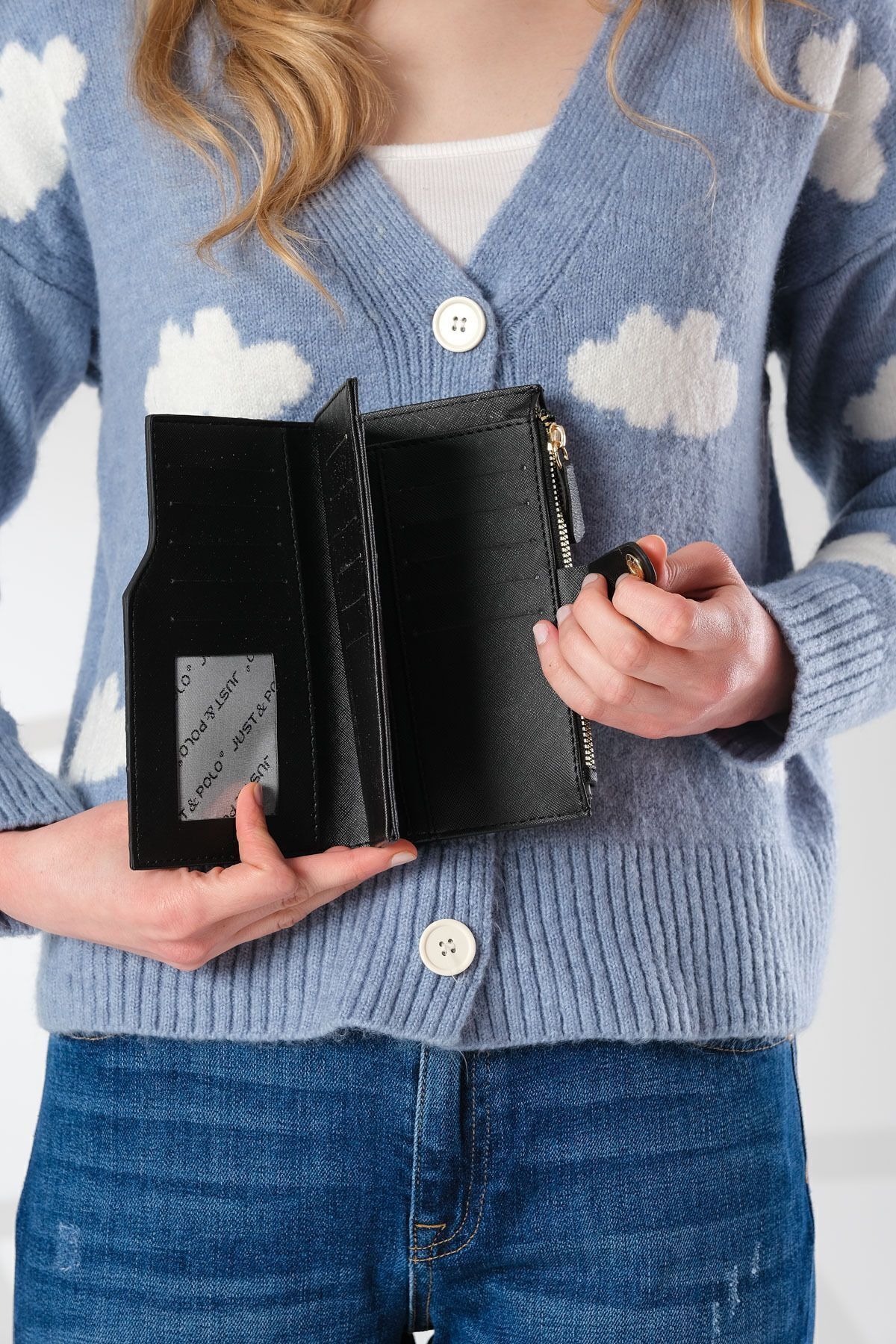 Just Polo JP-Original Just Polo Coin Zipper Vertical Multi-Compartment Women's Wallet Handheld Portfolio 19*10 cm 09 Si 6