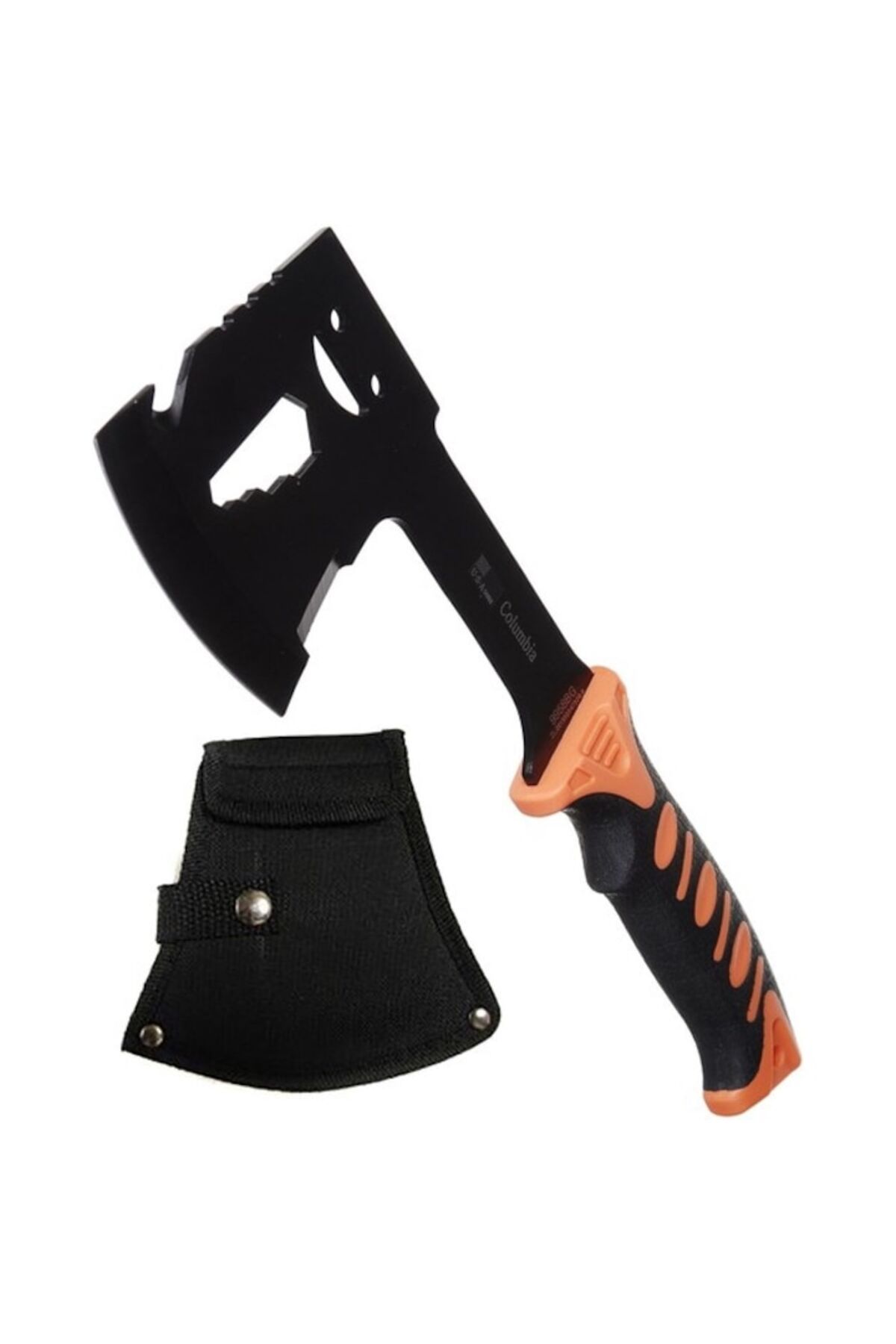 dalimag-Multifunctional Steel Axe, Orange Handle, Black Sheath, 28 cm 3