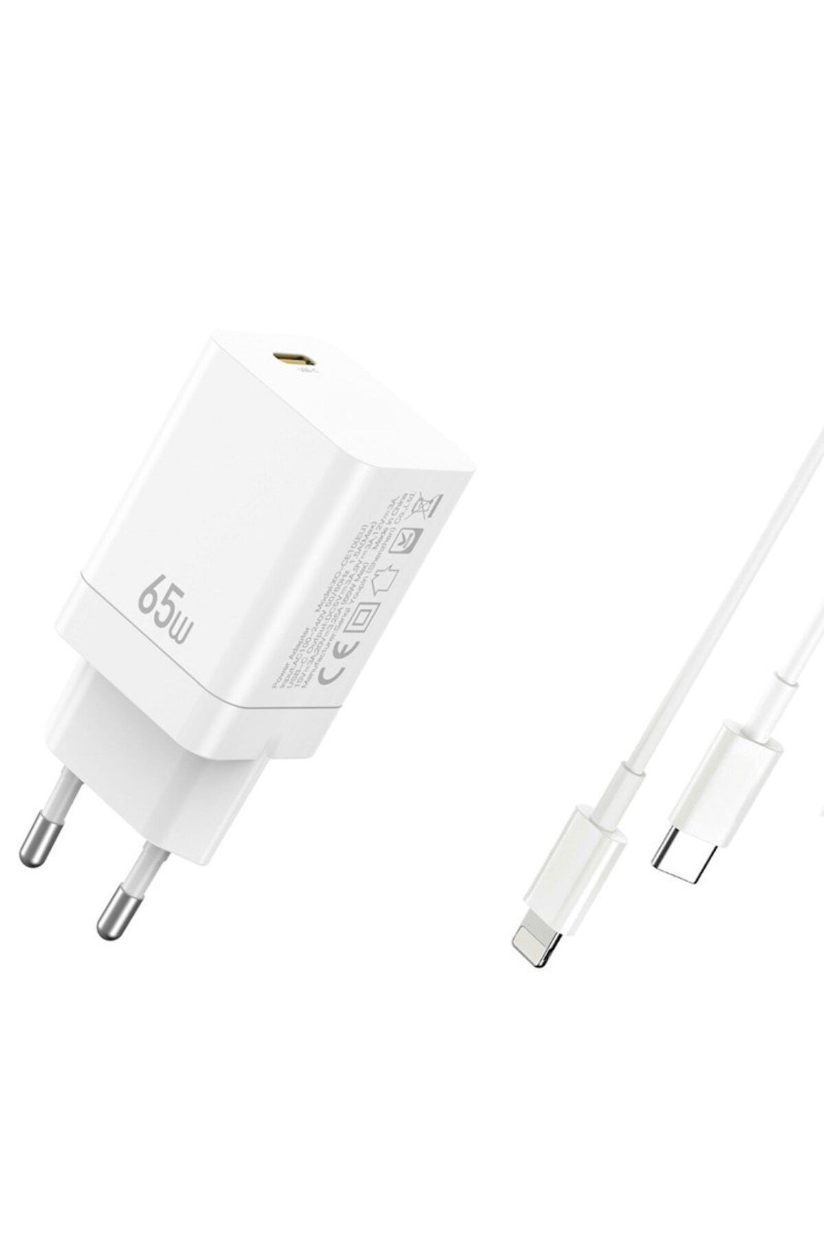 OEM-Incarcator Retea, 220V, 3A, 65W PD, Incarcare Rapida, Port USB-C + Cablu USB-C - Lightning, Alb 4