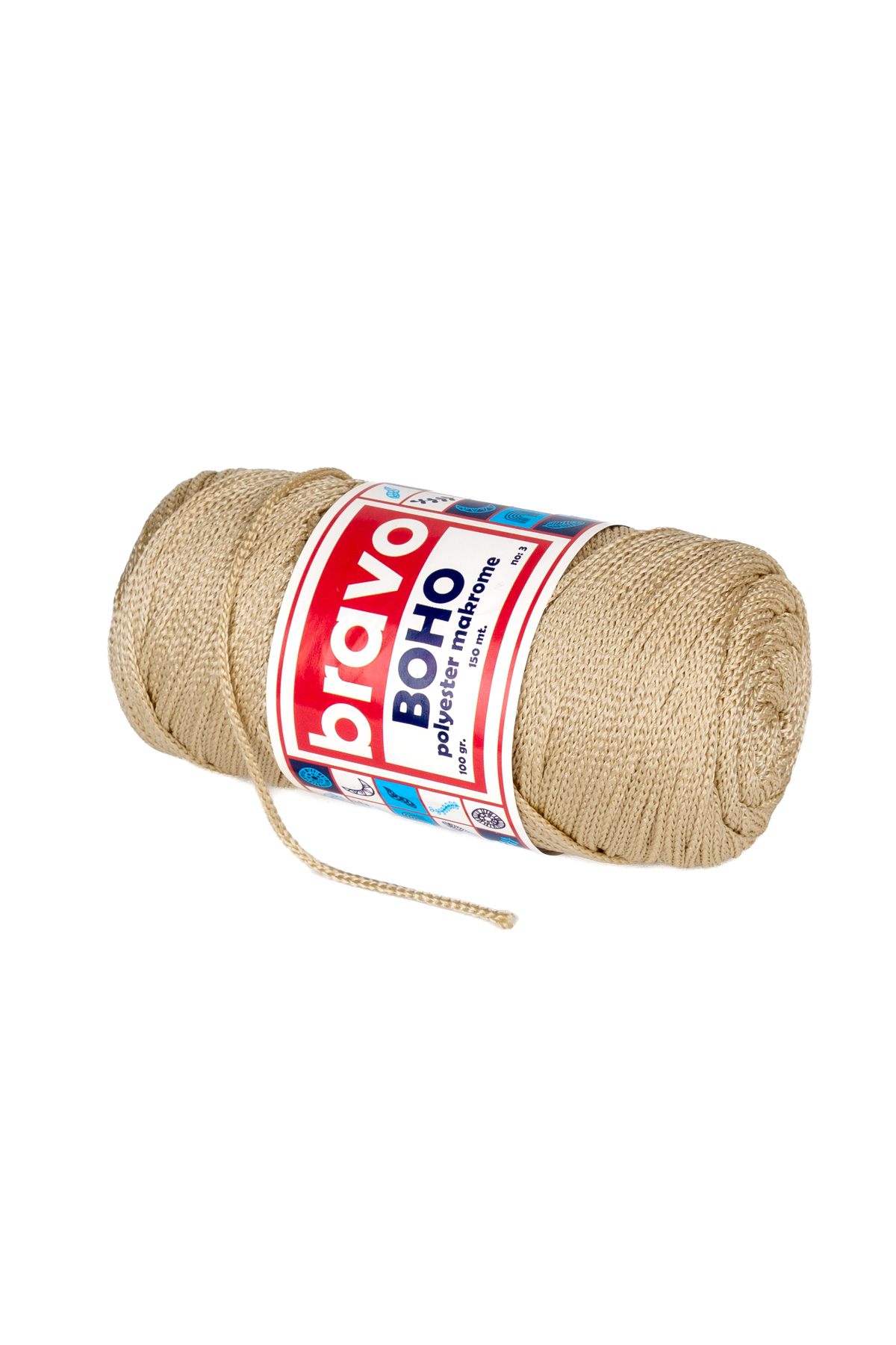 Boho Polyester Macrame Yarn 1.5 Mm 100 Gr 150 Meters No: 3 mm (Color Code: 36) Milk Coffee