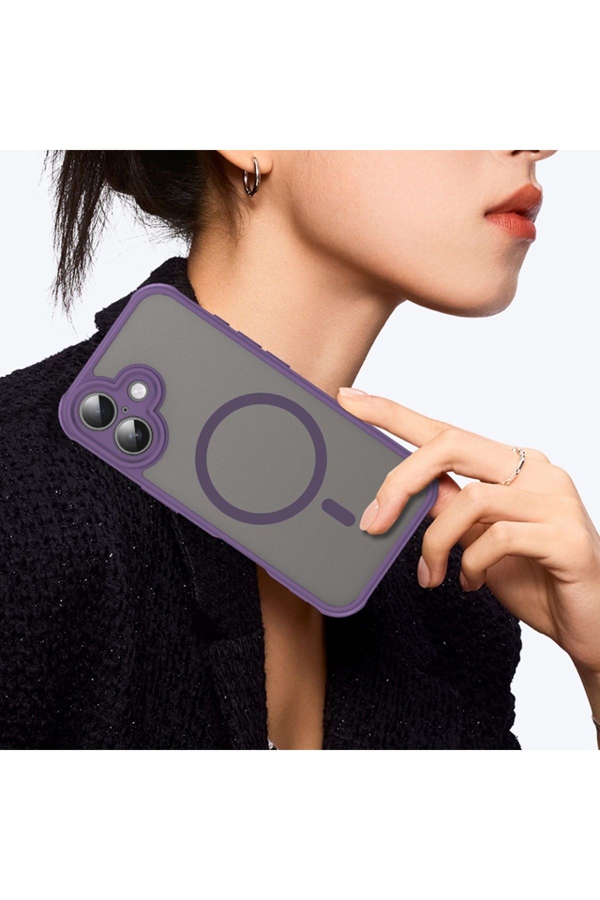 SKYDDAR INNOVATION-Carcasă pentru iPhone 16, HaloFrost MagSafe II, rezistentă la șocuri, set de autocolante, violet 8