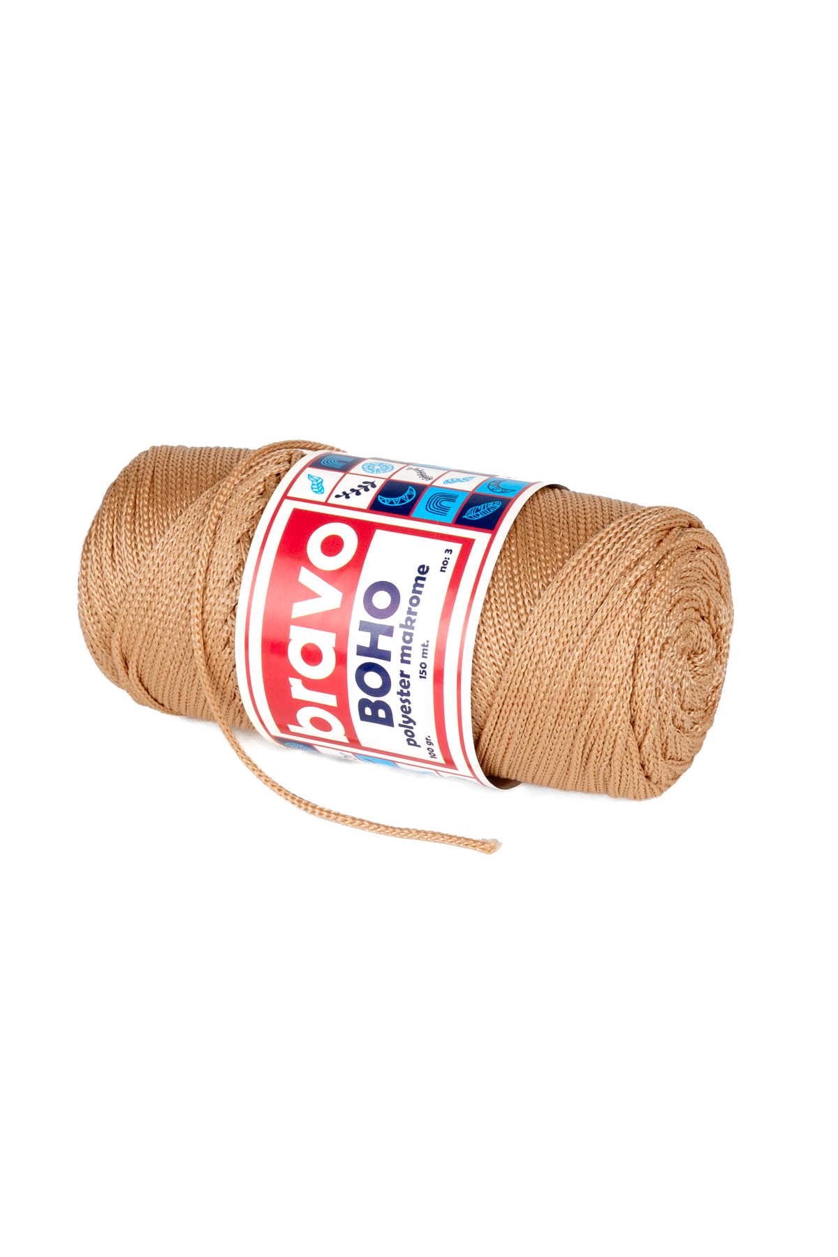 Boho Polyester Macrame Yarn 1.5 Mm 100 Gr 150 Meters No: 3 mm (Color Code: 33) Camel