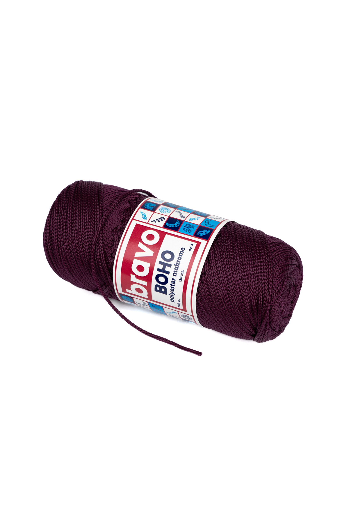 Boho Polyester Macrame Yarn 1.5 Mm 100 Gr 150 Meters No: 3 mm (Color Code:160) Purple