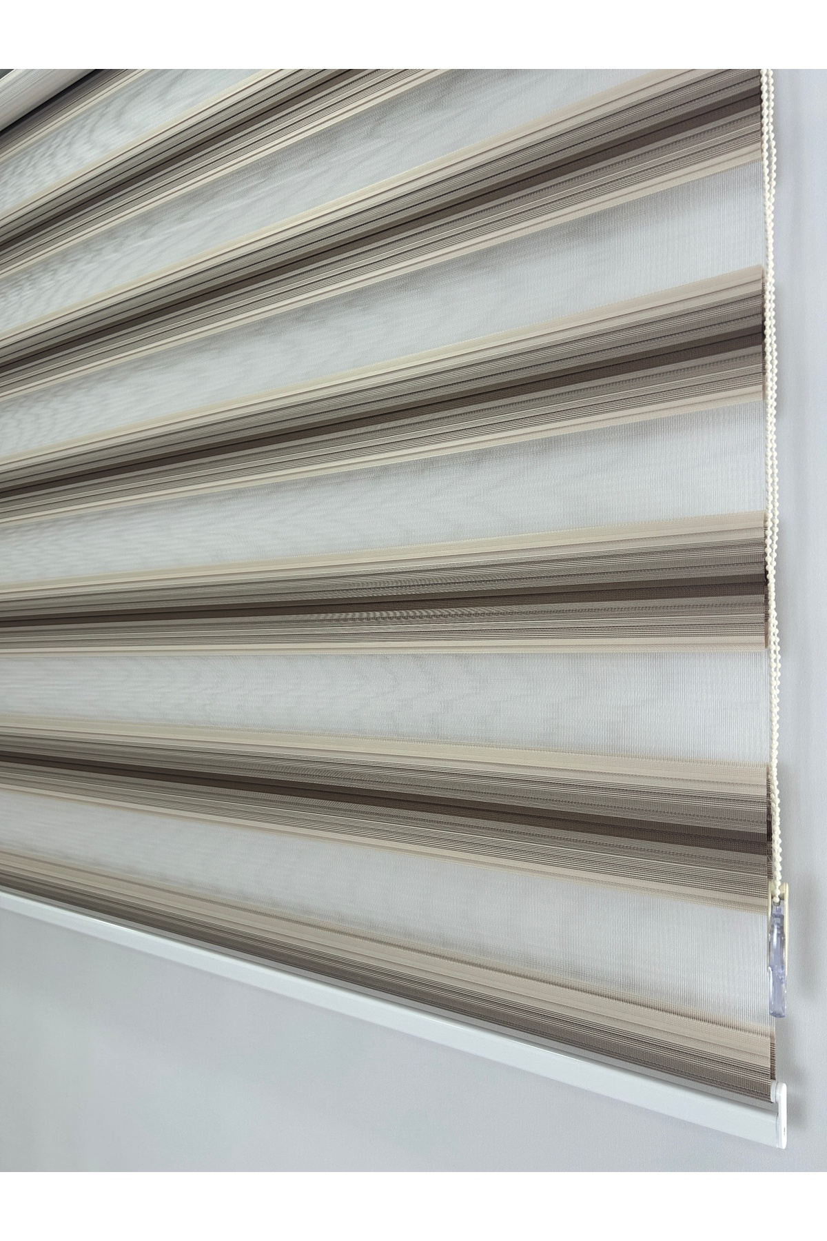 Pleated Two Colors-Brown-Cream Home-Office Curtain Aluminum System Flat