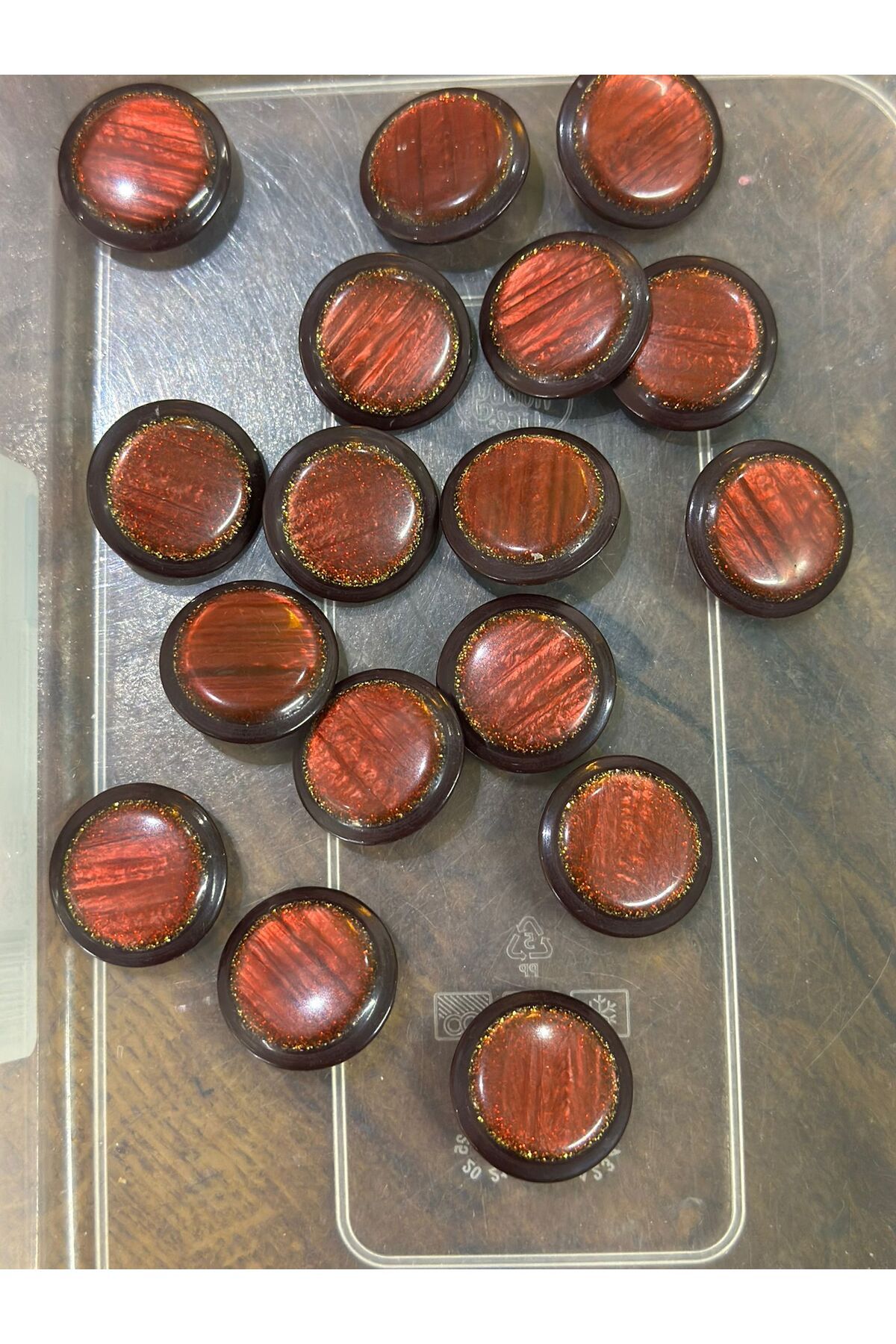 Gönülden Tasarım-Claret Red Patterned Round Button Set 8 Pcs 2.5 cm 3