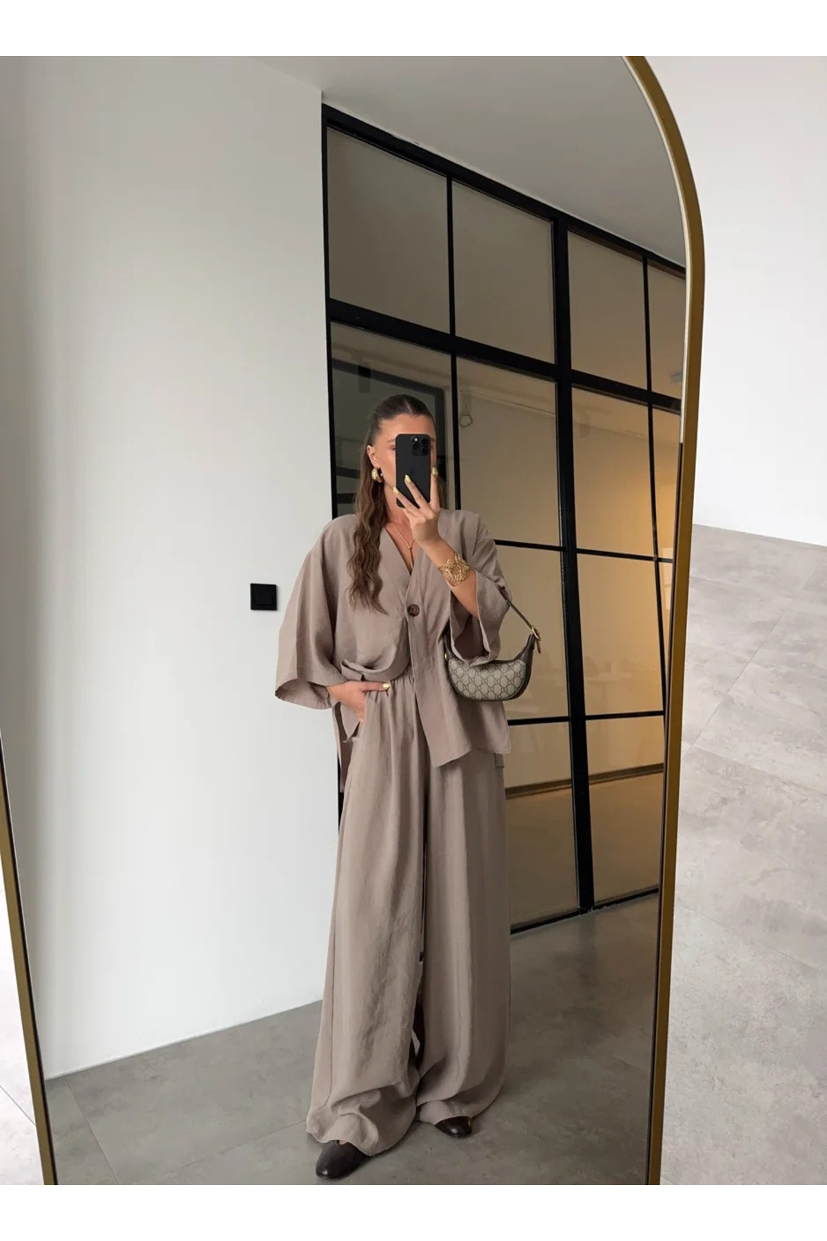 My Blog Garnitur z modalu z norek, zapinany na jeden guzik, z detalami - 51173