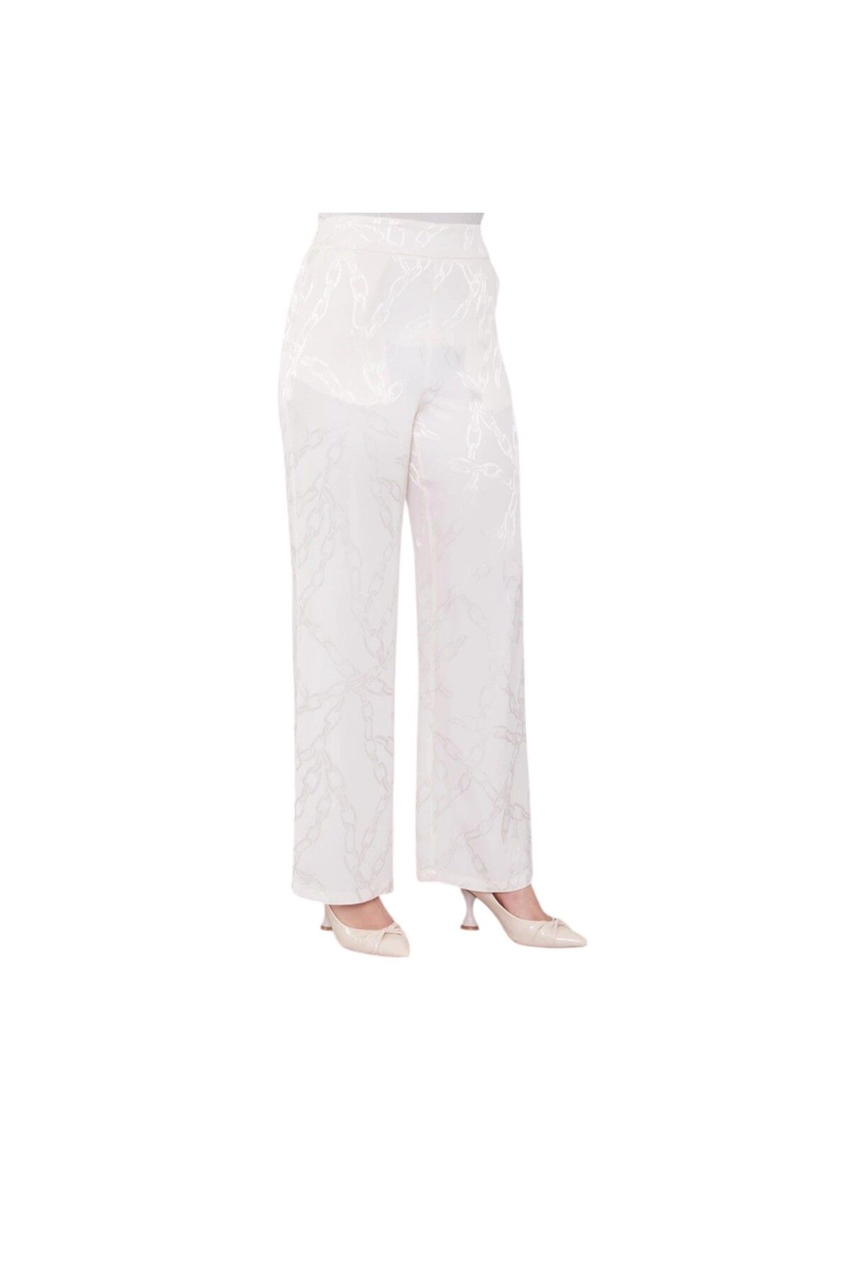 Levidor-Ruffle Button Detailed Chain Pattern Double Suit 5