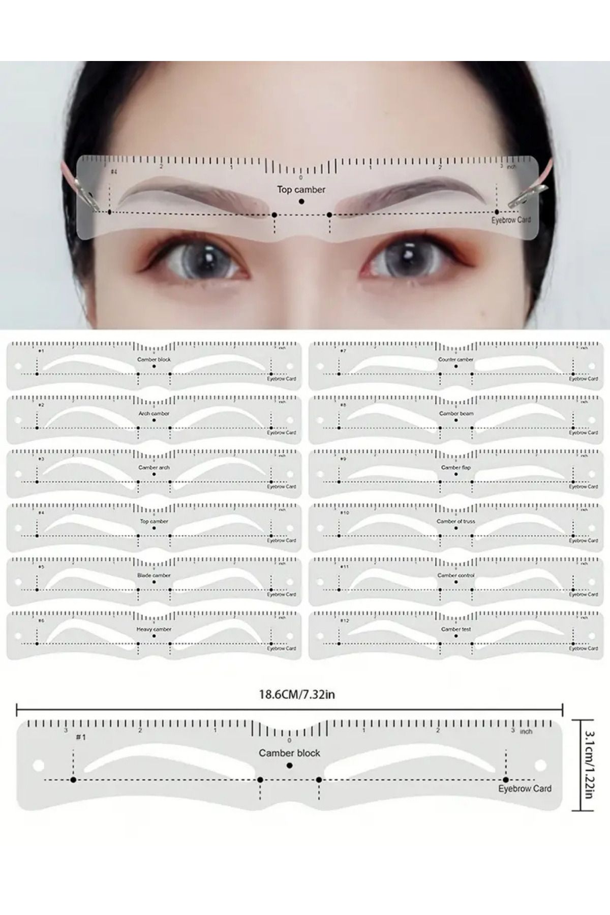 MİNGODAN-12'Li Eyebrow Template Set Shaping Measurement Ruler Eyebrow Taking Guide Suitable for Professional Home Use 2