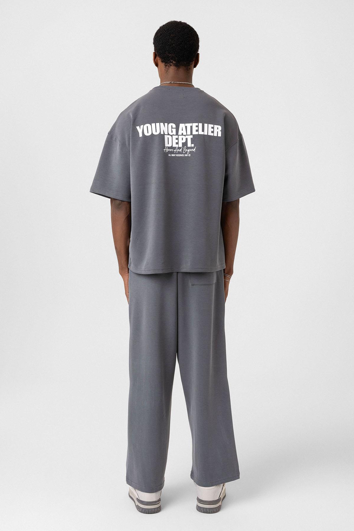 Etiket Detaylı Oversize Modal Kumaş Eşofman Takım Antrasit — رنگارنگ 40-673 — تصویر 3 از 8