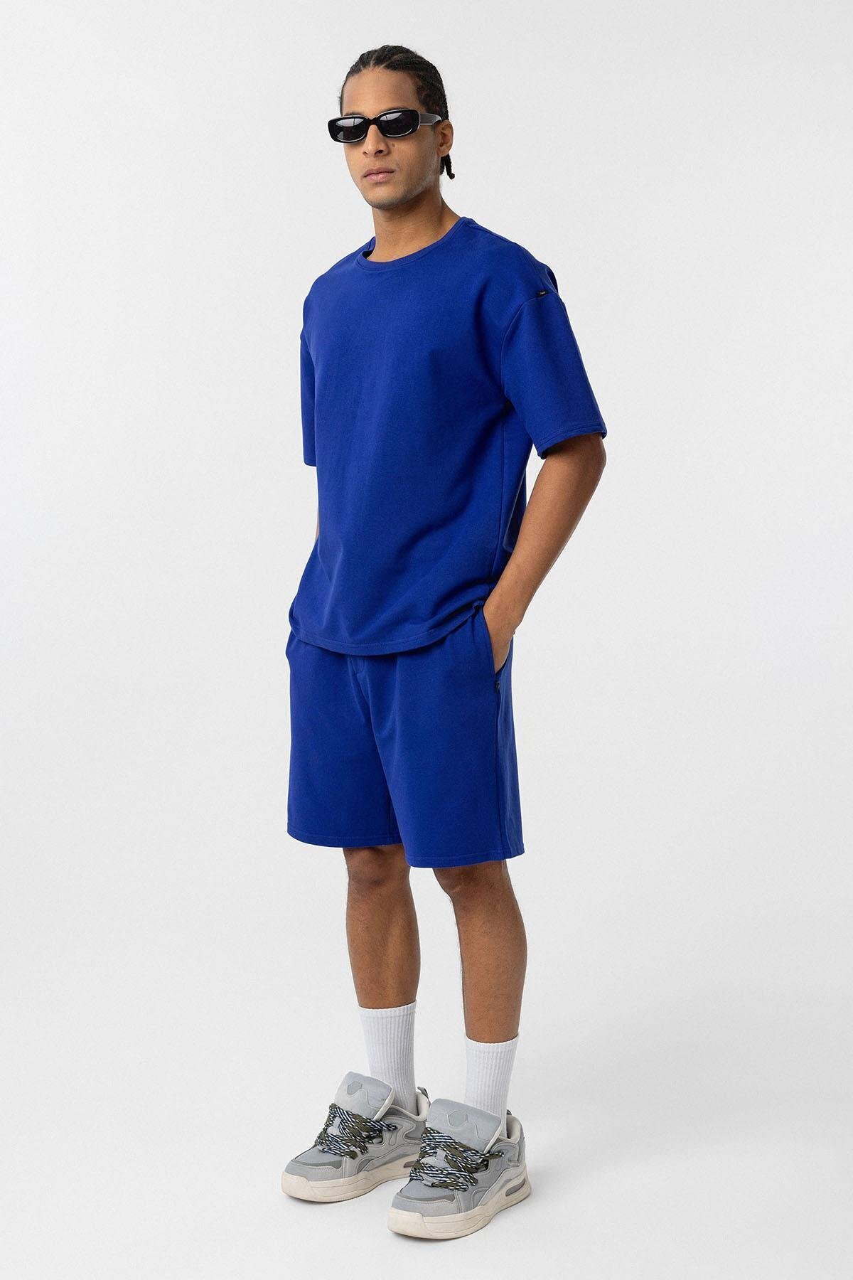 Basic Oversize Şort Takım Saks — رنگارنگ 30-269 — تصویر 2 از 8