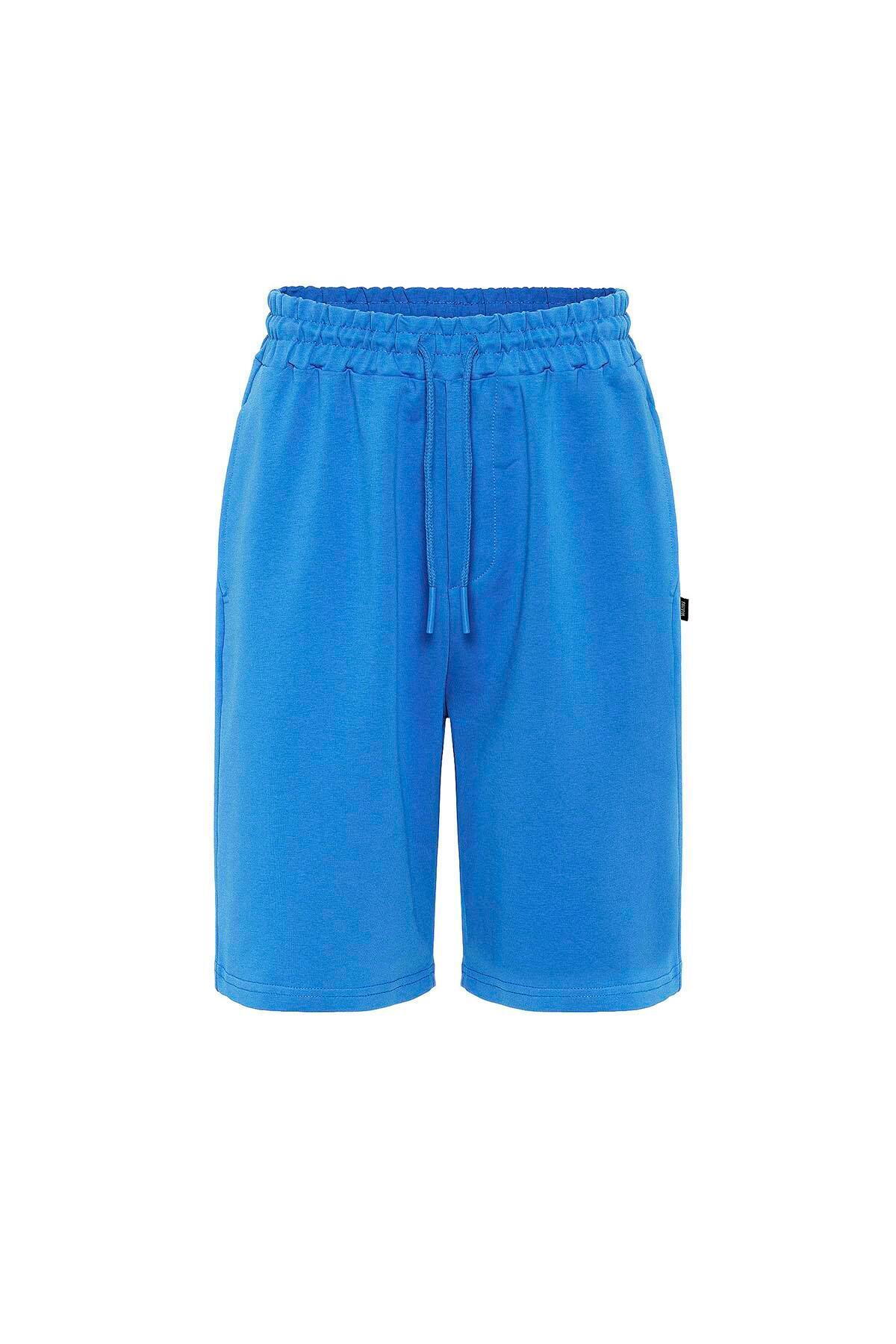 Basic Oversize Şort Takım Mavi — رنگارنگ 30-269 — تصویر 4 از 8