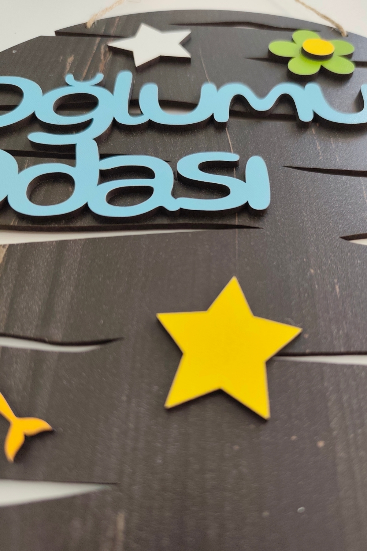 Kutaydan-My Son's Room Written Round Mdf Laser Cut Door and Wall Ornament - Rebap Ahşap 4