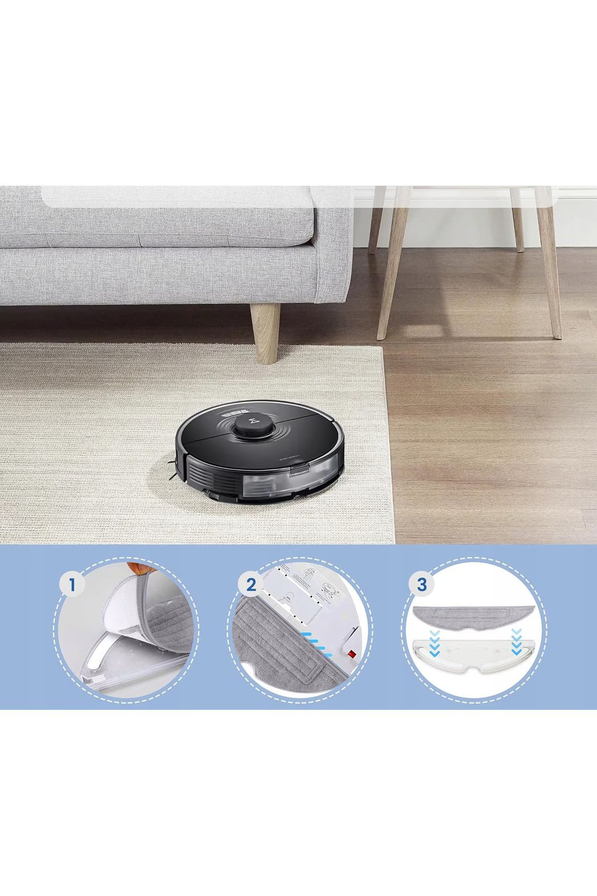 NewEvo-Set of 4 x NewEvo full mop cloths, compatible with Xiaomi RoboRock S7, S7 PLUS, S7 MAX, S7 MAXV, S70 7