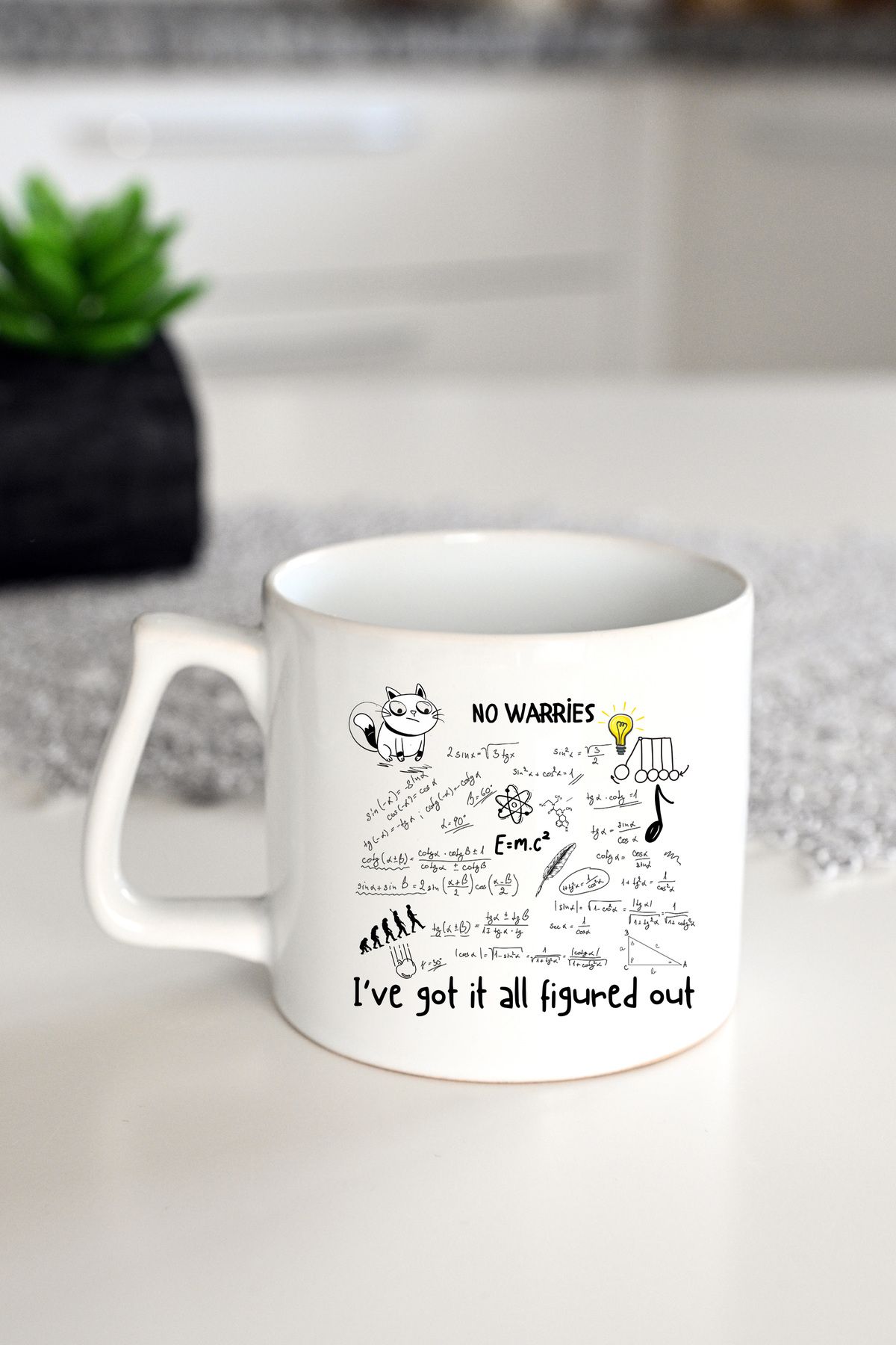 IVART-Don'T Worry I Fixed Everything Printed Porcelain Mug |   Math Formula Gift |   D Handle 1