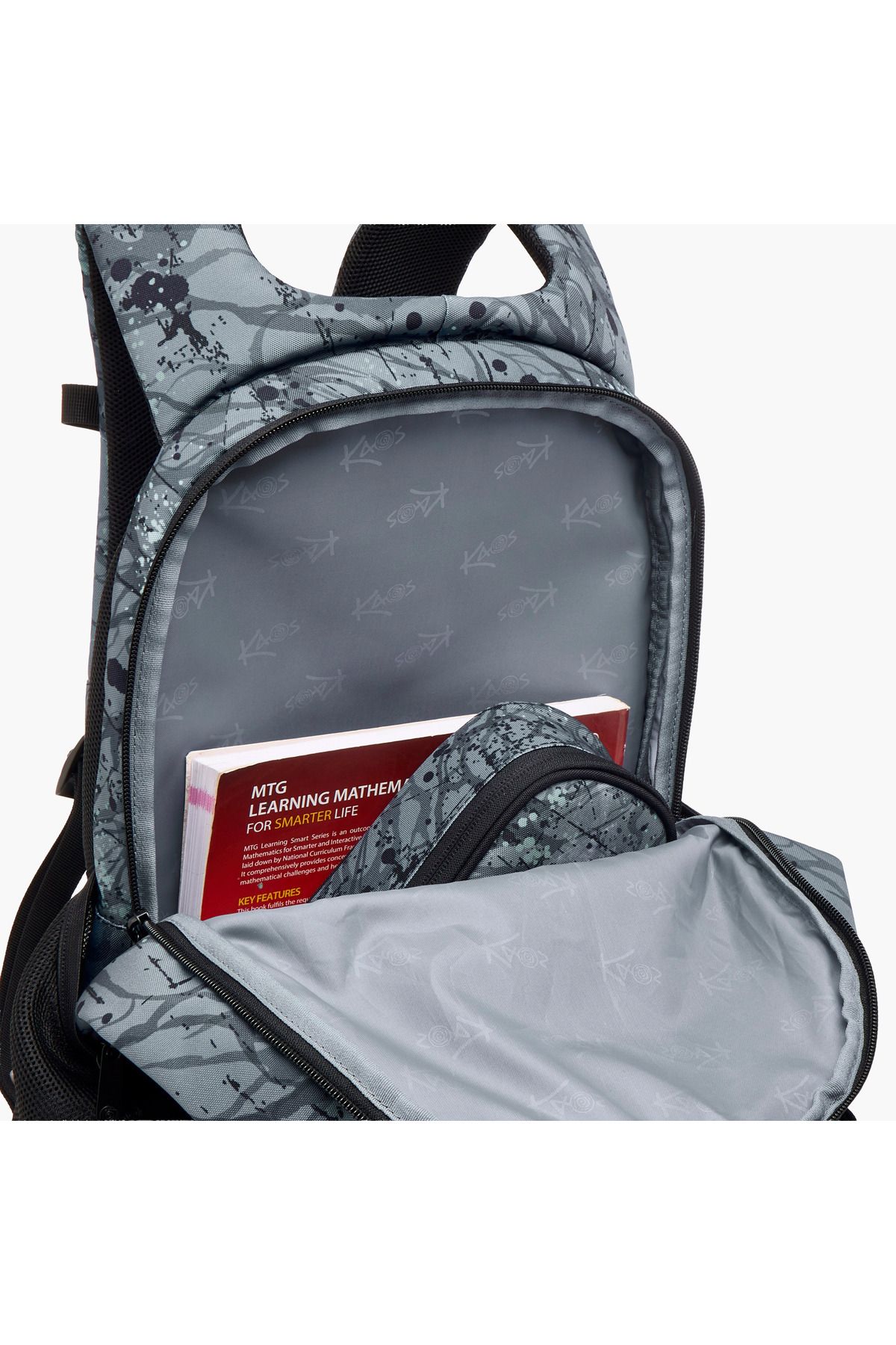 Kaos-Abstract Print 3-Compartment 18-inch Backpack with Zip Closure - 48x33x21 cms 7