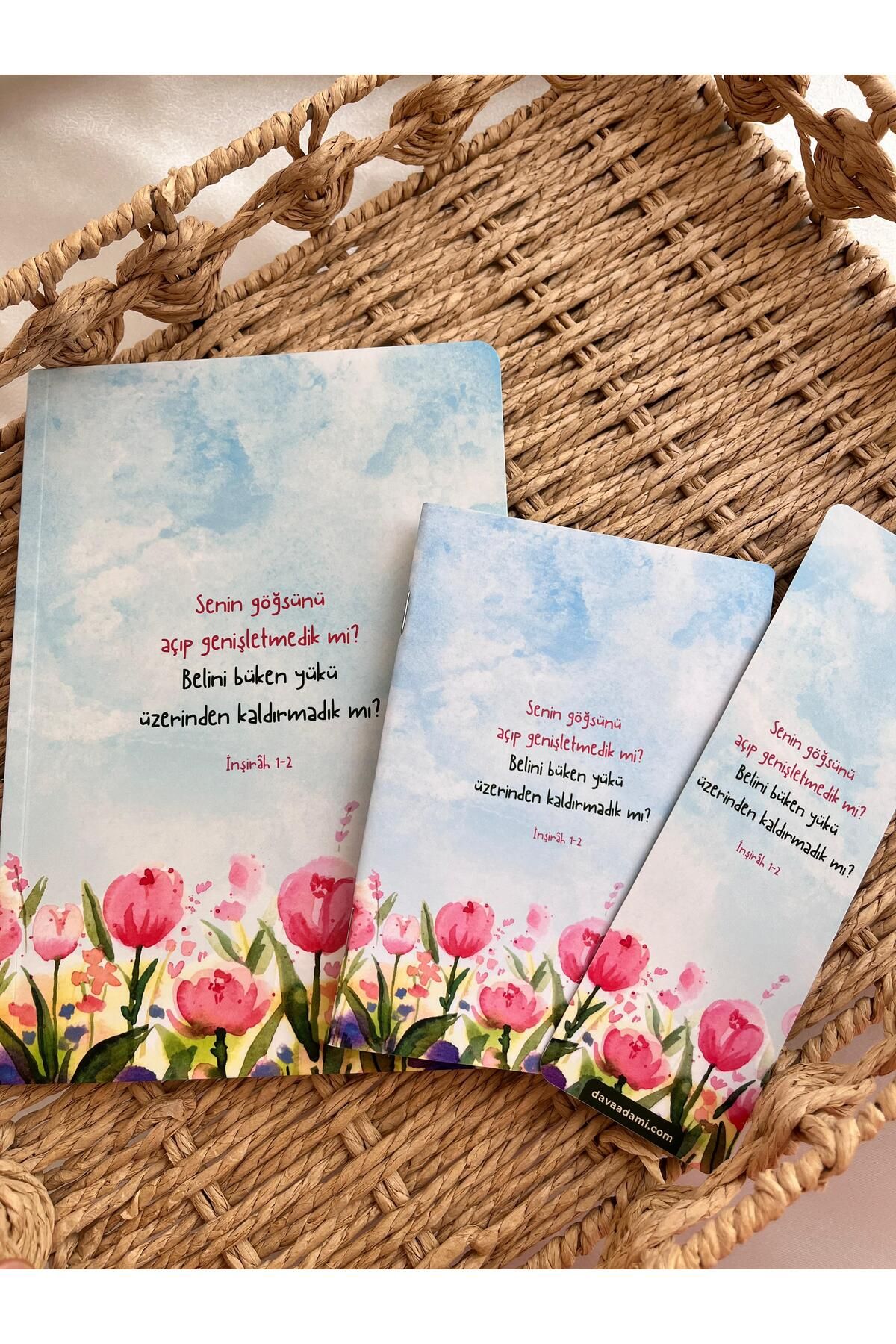 EMKSHOP-Islamic Design Striped Notebook Notepad Bookmark Set Set (Verses Hadiths Are Placed on Each Page) 2