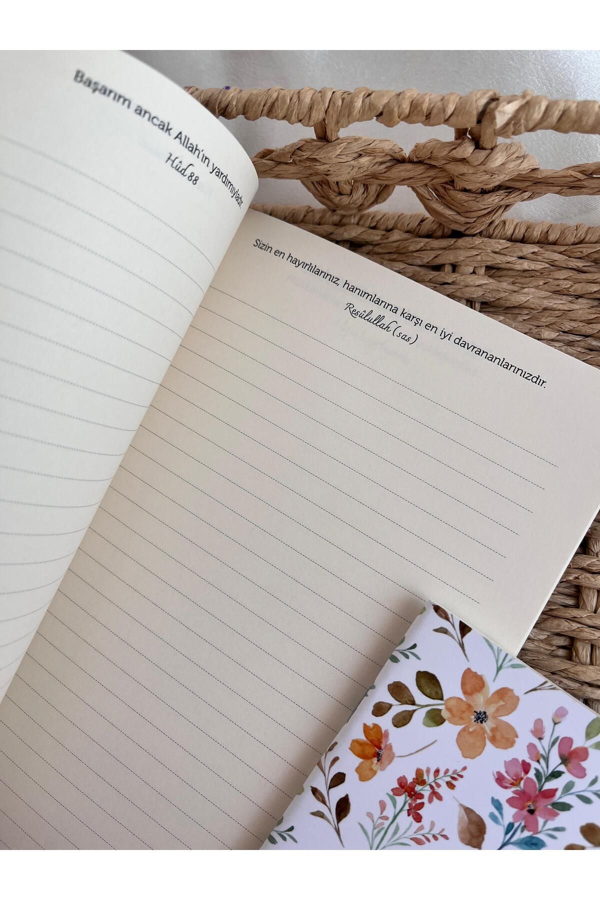 EMKSHOP-Islamic Design Striped Notebook Notepad Bookmark Set Set (Verses Hadiths Are Placed on Each Page) 3