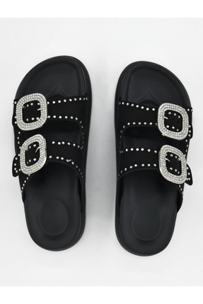 NOADESİGN NOÂ Kadın Siyah Taşlı Büyük Tokalı Eva Terlik