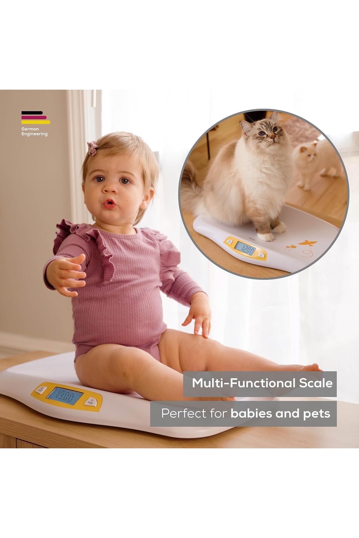 Beurer-Digital Scale for Babies and Pets with Curved Base and Large LCD Screen - Model BY80 White 3