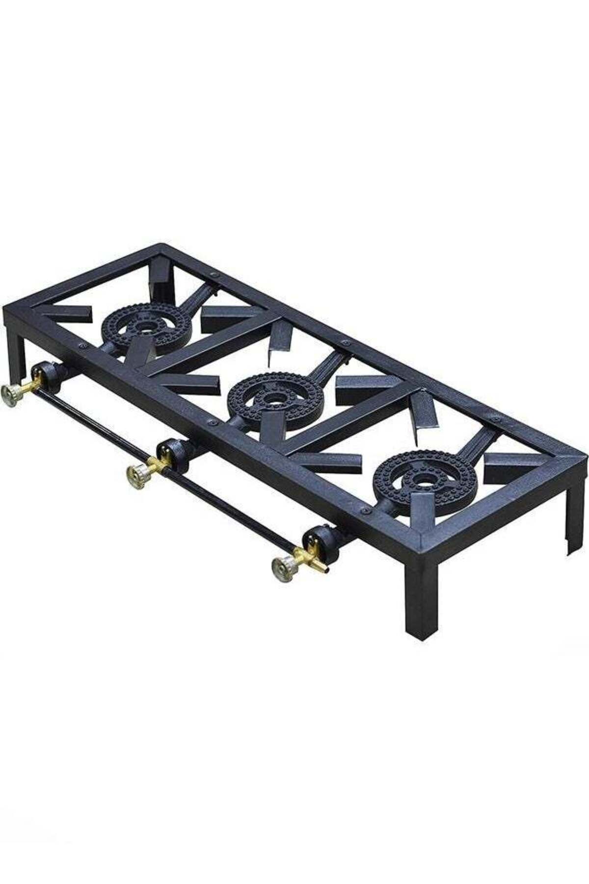 موقد غاز بثلاثة شعلات من الحديد الزهر للاستخدام في الهواء الطلق والتخييم