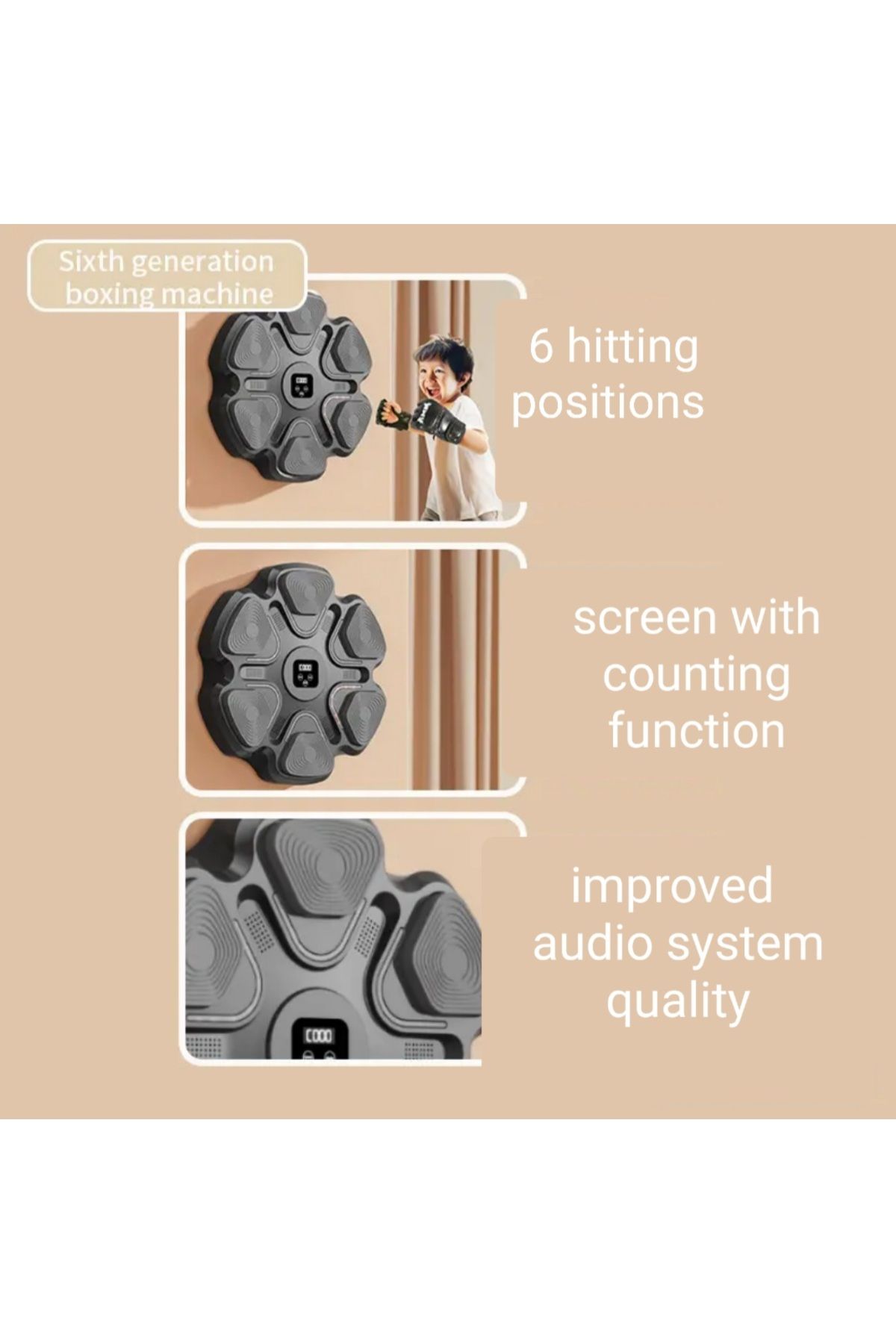 OEM-Boxing target, interactive, 6 illuminated hitting points, Bluetooth connection, 9 speeds, 5 volume levels 4