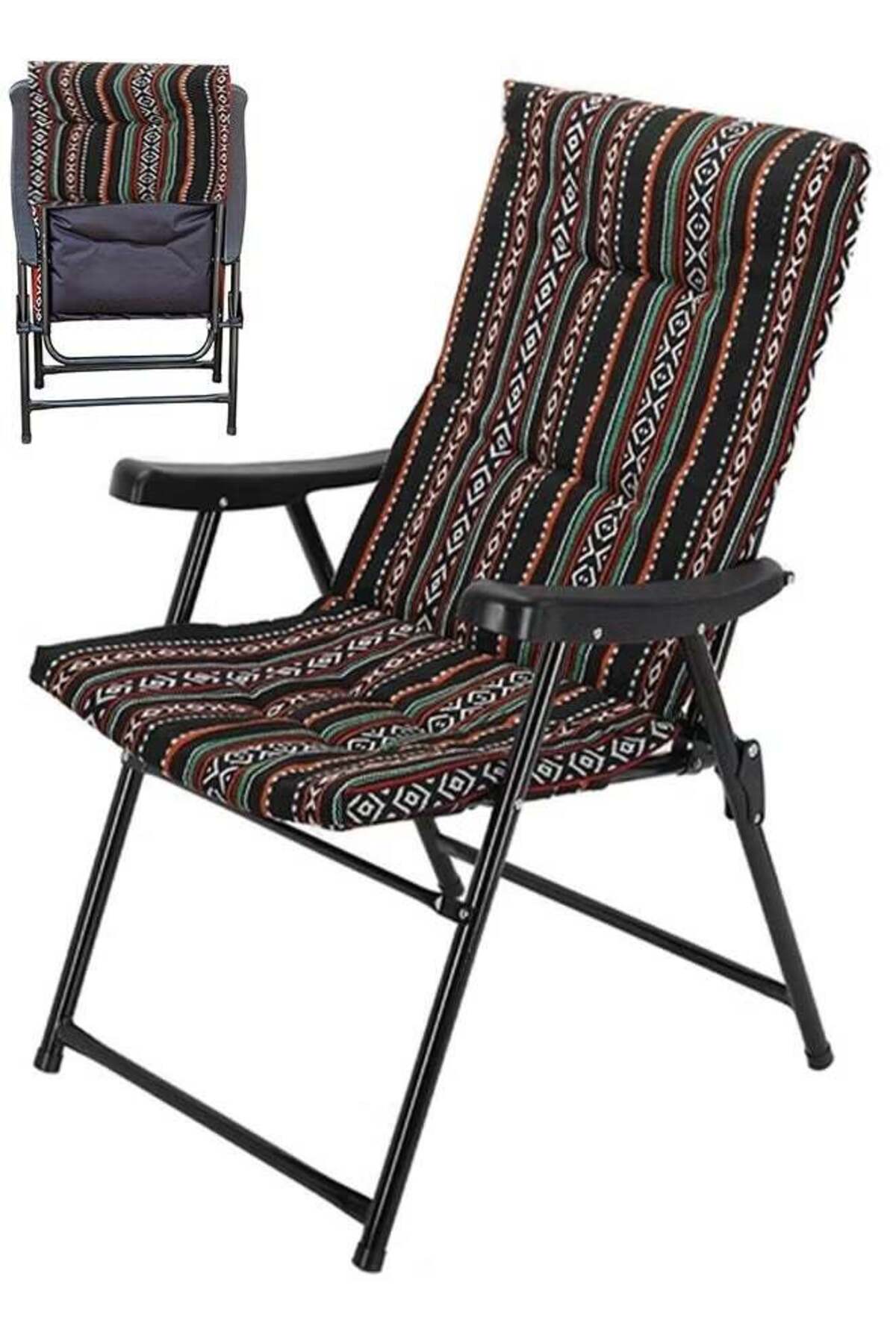 كرسي تخييم قابل للطي بمقعد مبطن خفيف الوزن مع مسند ظهر مرتفع للشاطئ والرحلات الخارجية