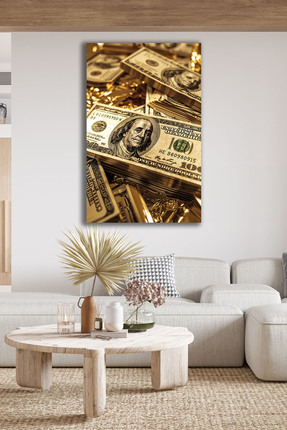 Altat Home Zenginlik Temalı Dolar & Altın Cam Tablo