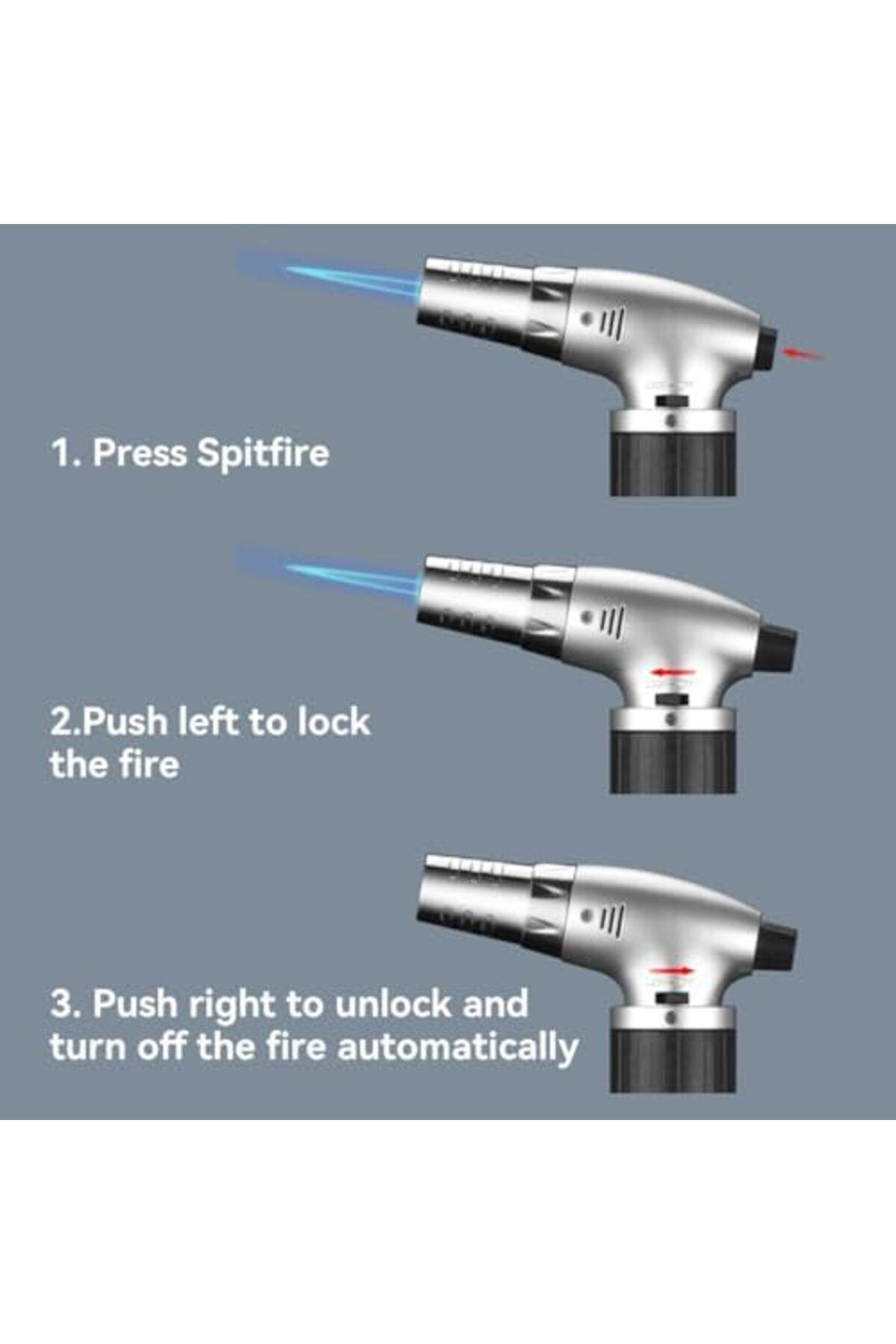 Bonjour-Portable Culinary Blow Torch Chef Cooking Torch Lighter Butane Refillable With Safety Lock For 6