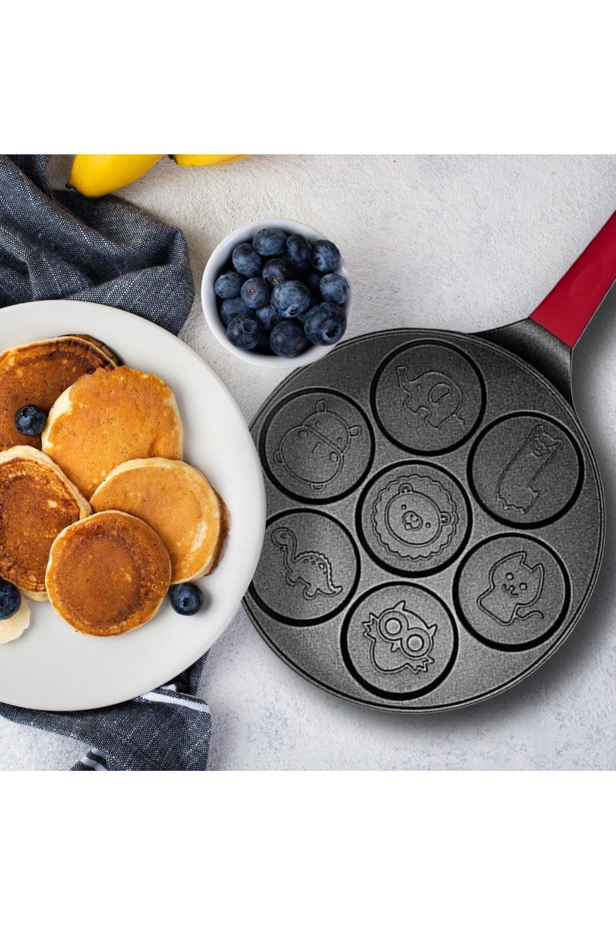 NewEvo-Pancake pan with 7 Animal Shapes,made of aluminum and stainless steel, normal and vitroceramic 7