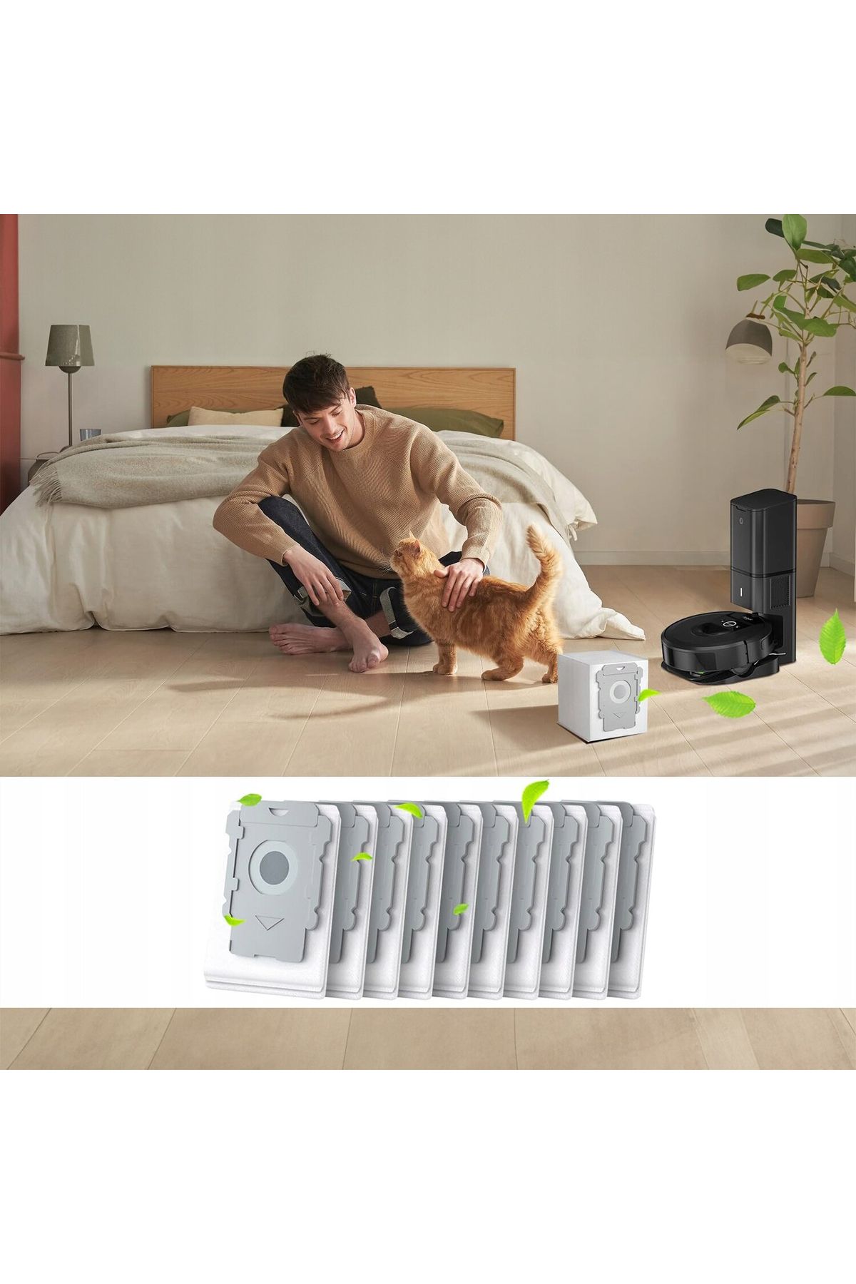 NewEvo-Set of 5 NewEvo Vacuum Cleaner Bags Compatible with iRobot E, I, J and i3+, i4+, i5+, i6+, i7+, i8+ 4