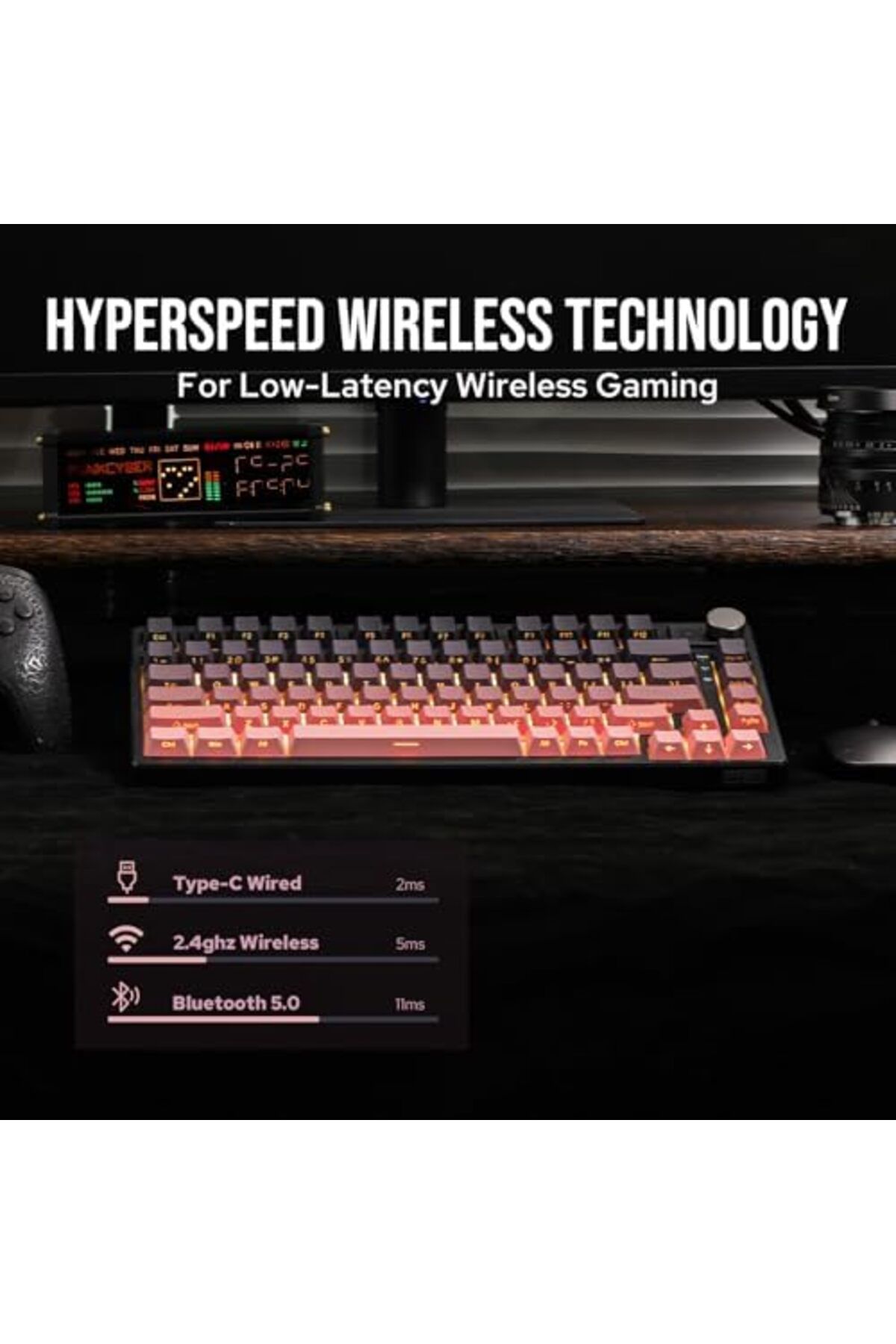 Epomaker-HE75 Mechanical Keyboard with Changeable Knob Module, Wireless Gaming Keyboard with 4000mAh 8