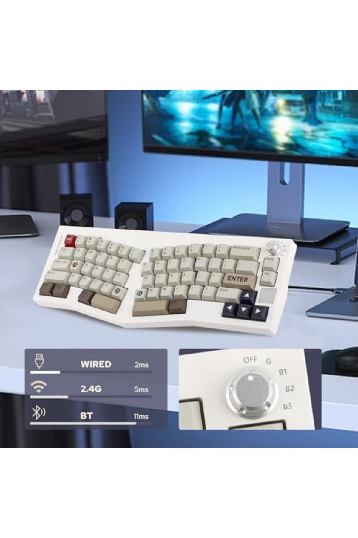 Epomaker-لوحة مفاتيح الألعاب اللاسلكية Alice 66، لوحة مفاتيح ميكانيكية قابلة للبرمجة Alice Layout QMK/VIA، B 8