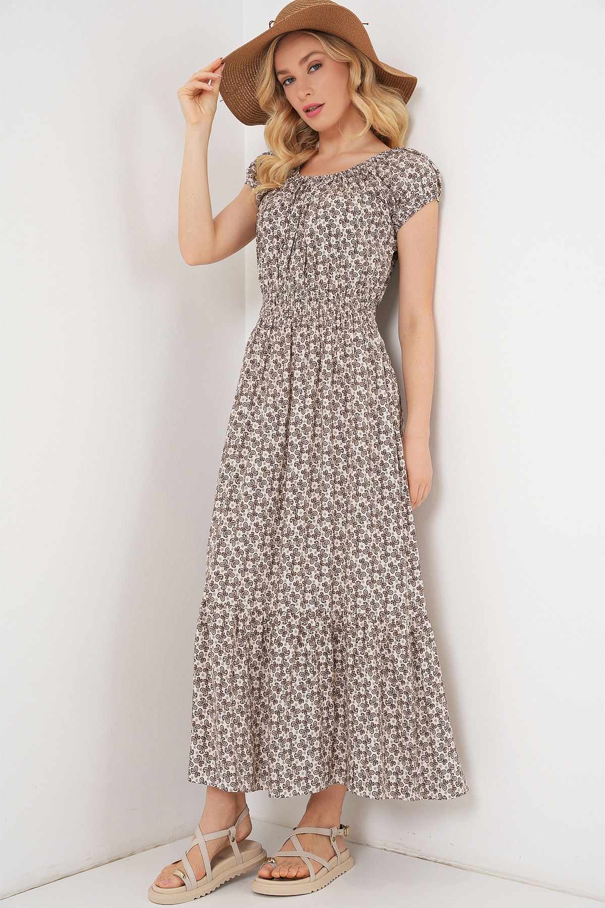 Bigdart-Rochie de damă cu guler cu șnur 2544 - maro 4